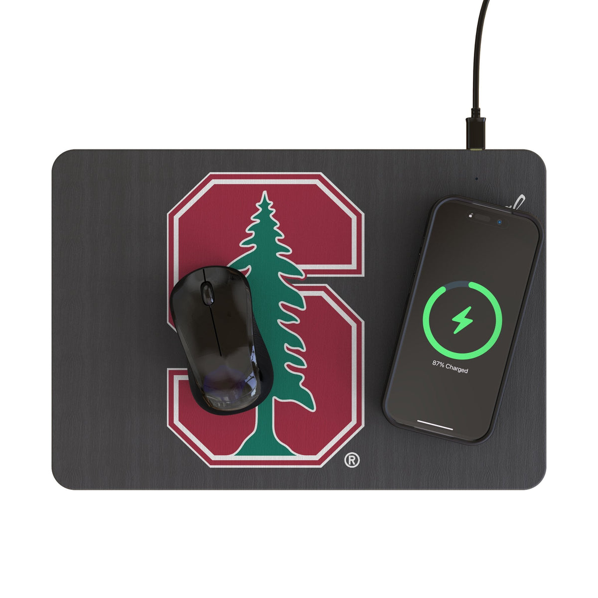 Stanford University Cardinal Monocolor Tilt 15-Watt Wireless Charger and Mouse Pad