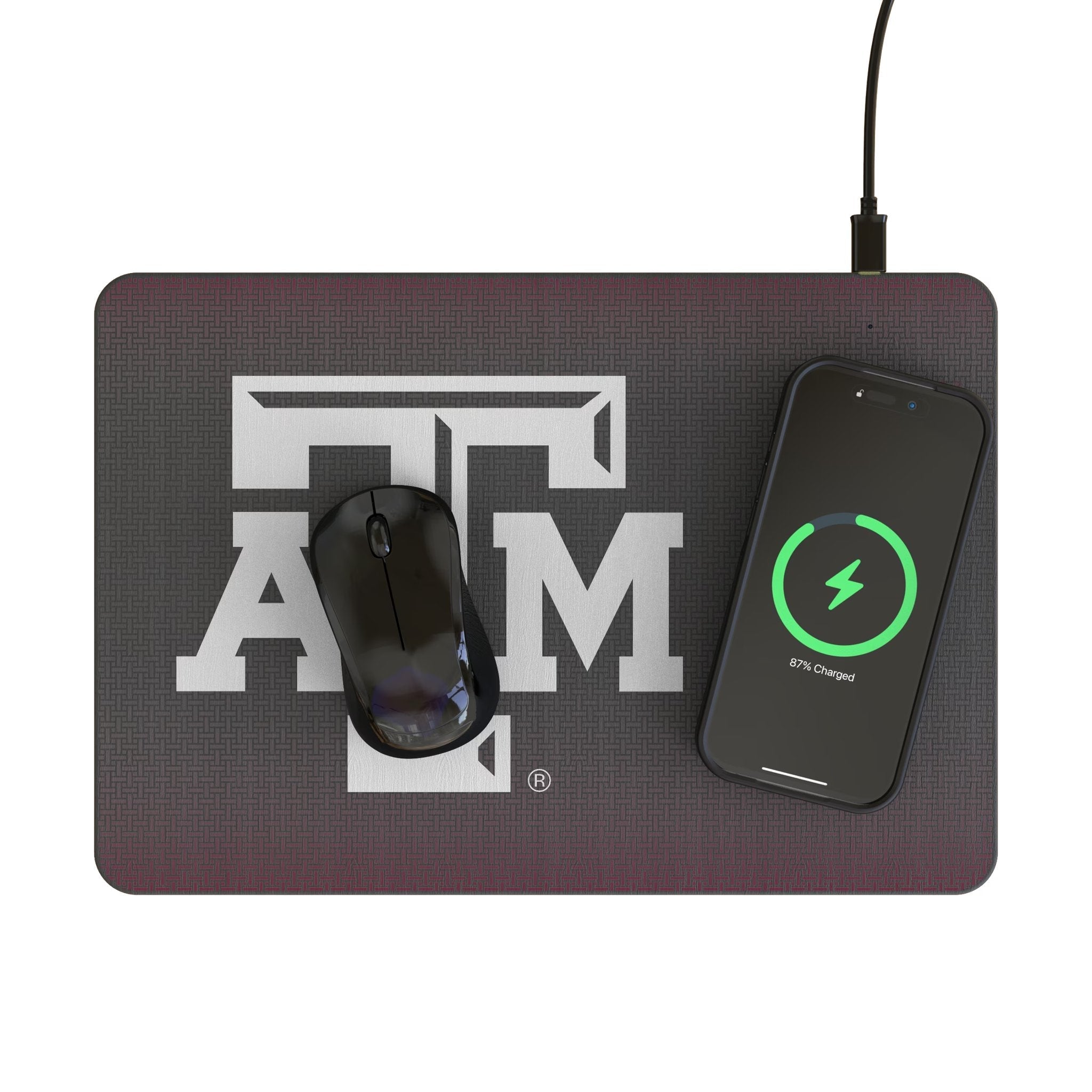 Texas A&M University Aggies Linen 15-Watt Wireless Charger and Mouse Pad
