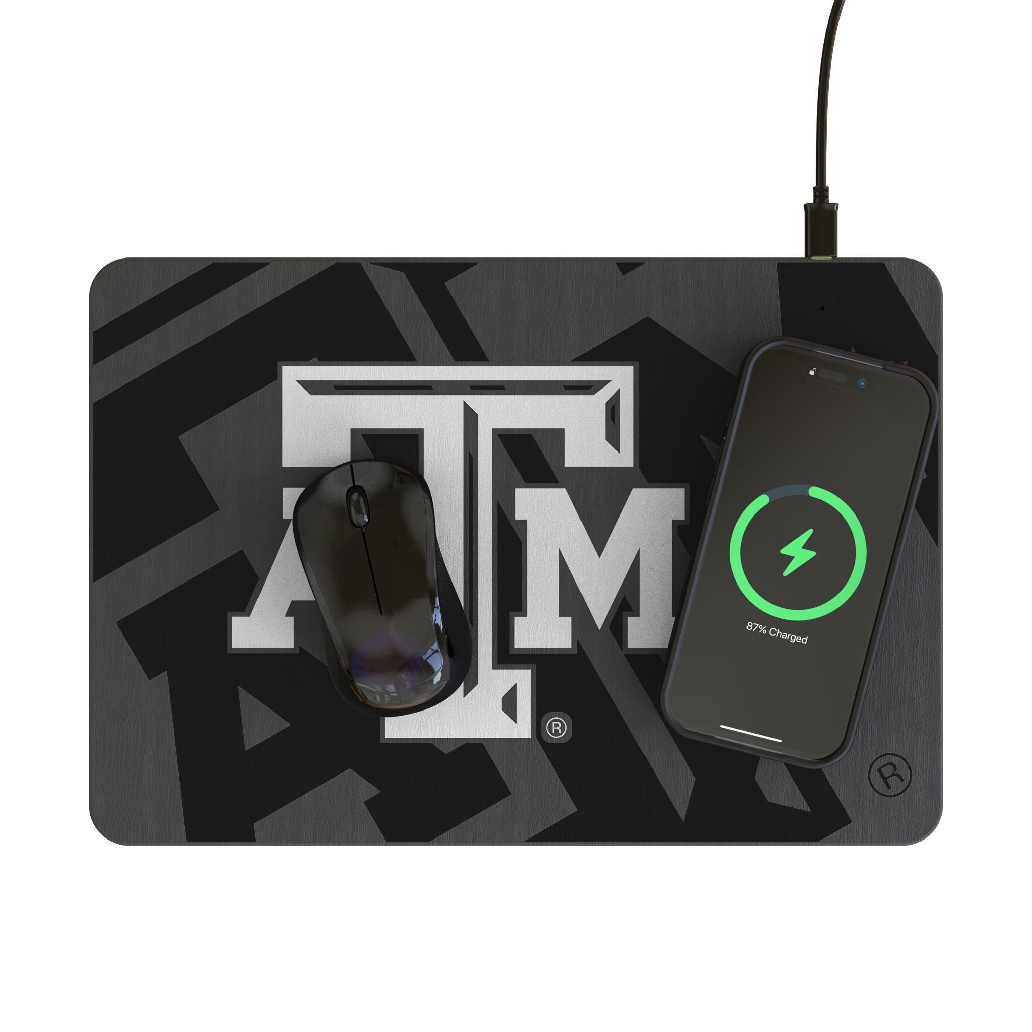 Texas A&M University Aggies Monocolor Tilt 15-Watt Wireless Charger and Mouse Pad