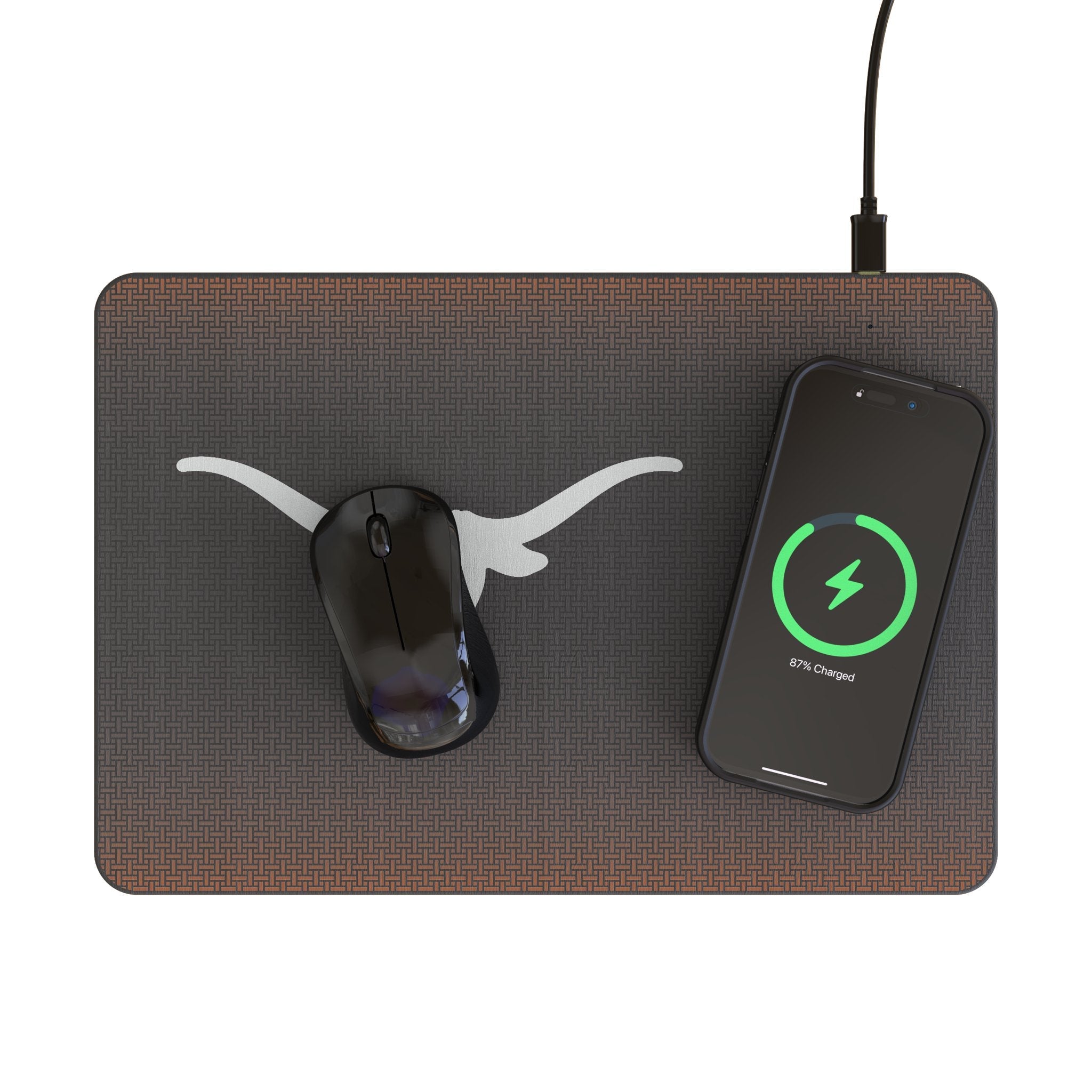 University of Texas Longhorns Linen 15-Watt Wireless Charger and Mouse Pad