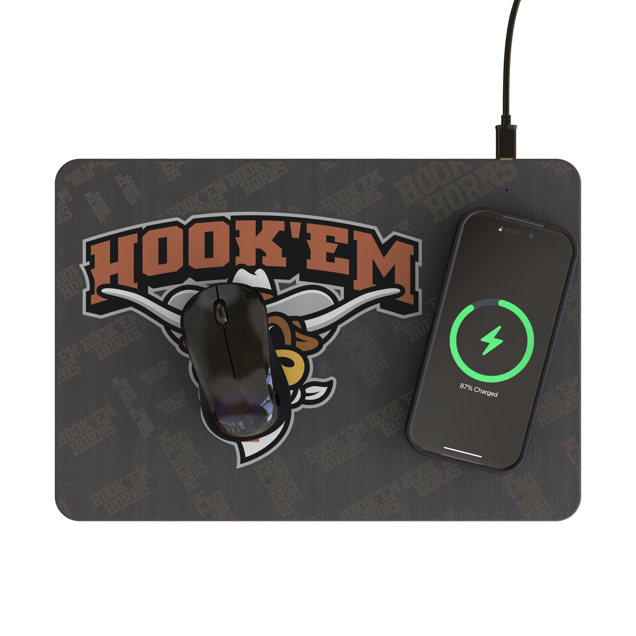 University of Texas Longhorns Quadtile 15-Watt Wireless Charger and Mouse Pad 2