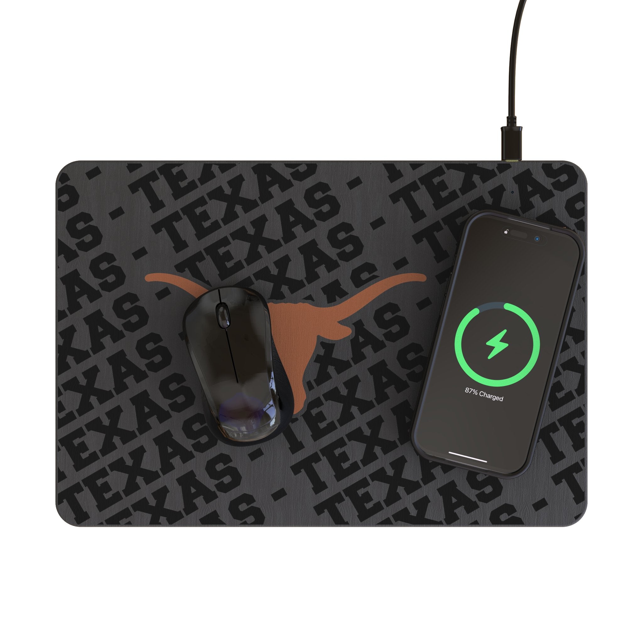 University of Texas Longhorns Monocolor Tilt 15-Watt Wireless Charger and Mouse Pad 2