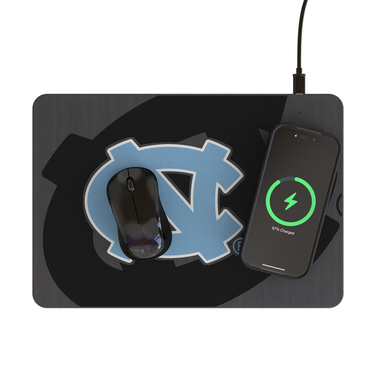 University of North Carolina Tar Heels Monocolor Tilt 15-Watt Wireless Charger and Mouse Pad 2