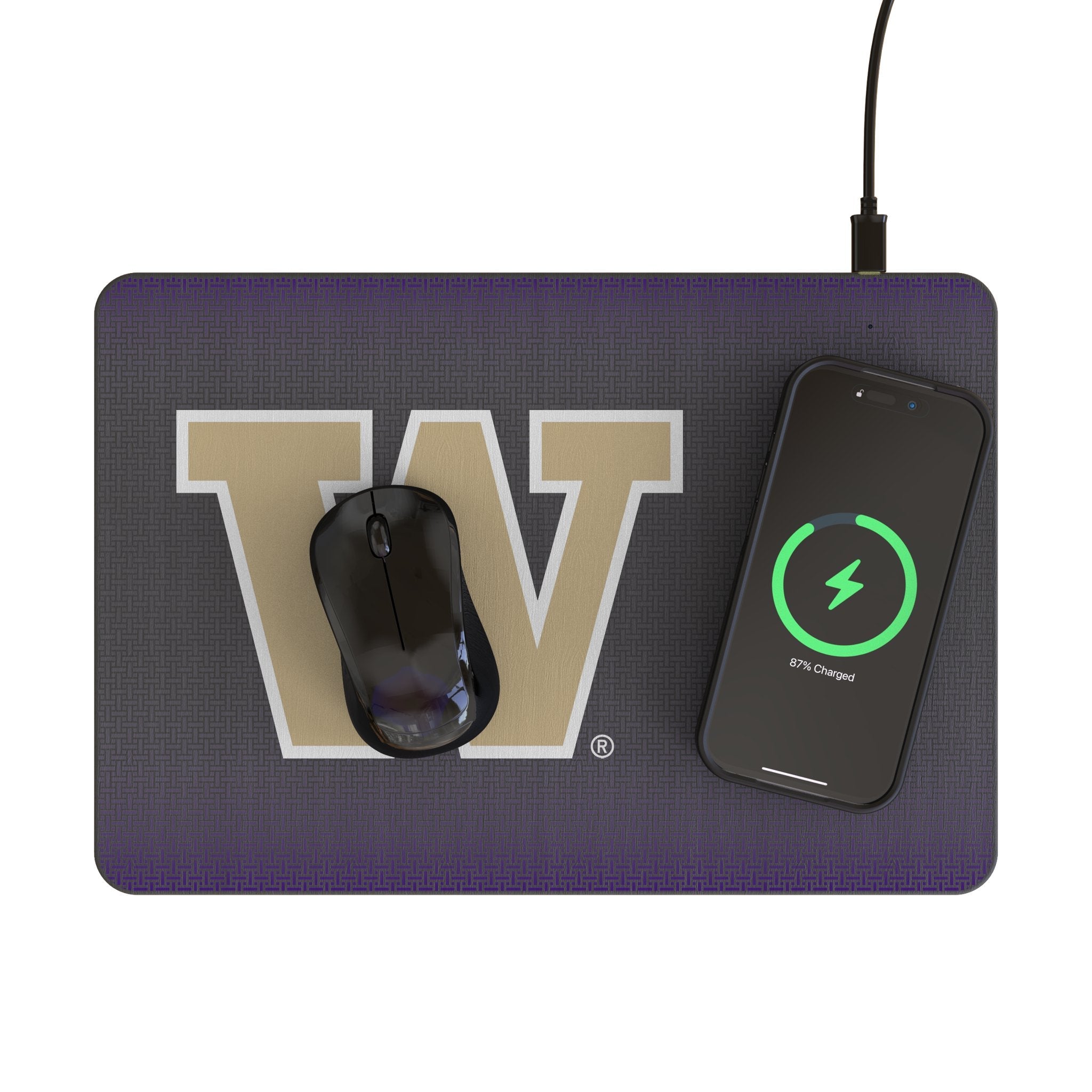 University of Washington Huskies Linen 15-Watt Wireless Charger and Mouse Pad
