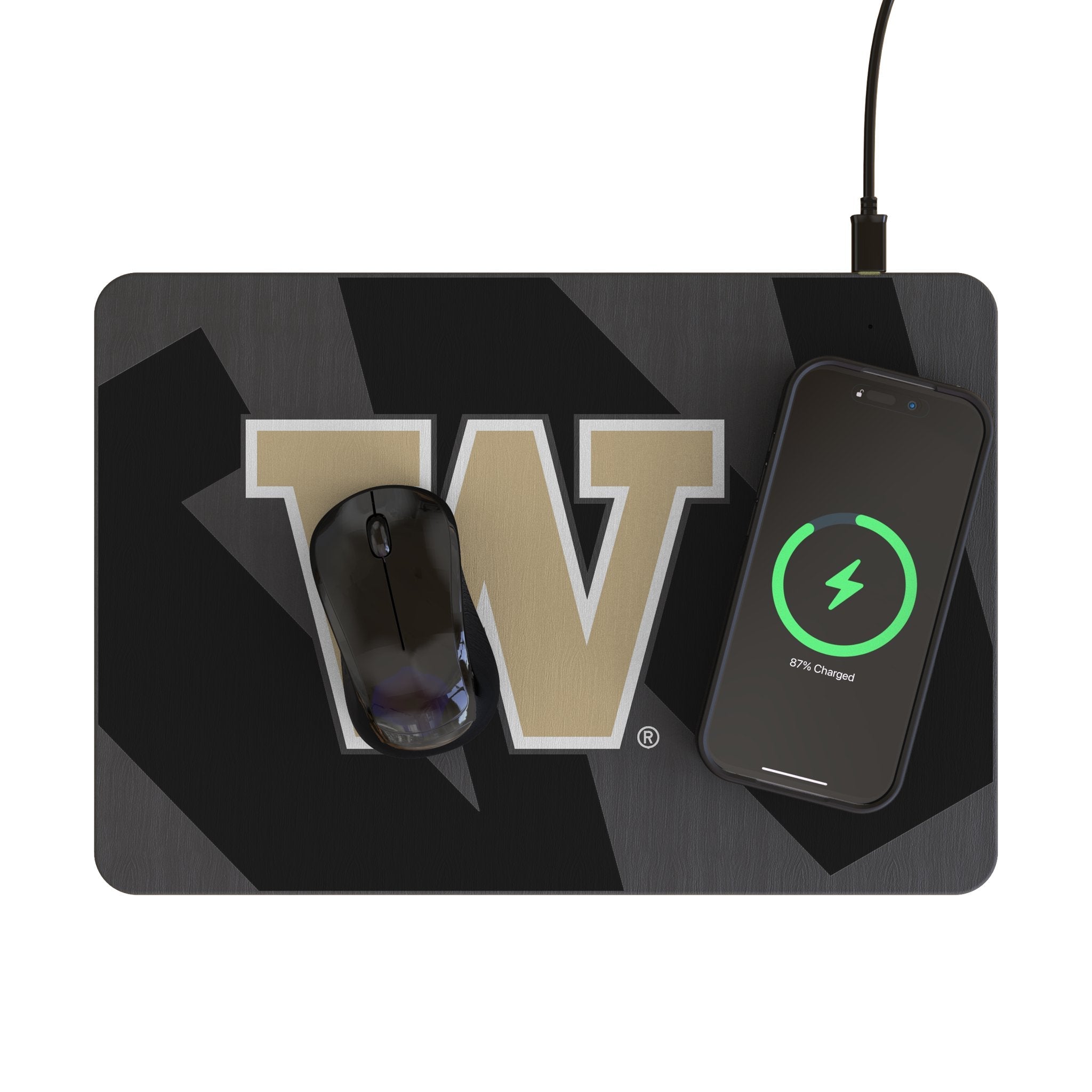 University of Washington Huskies Monocolor Tilt 15-Watt Wireless Charger and Mouse Pad
