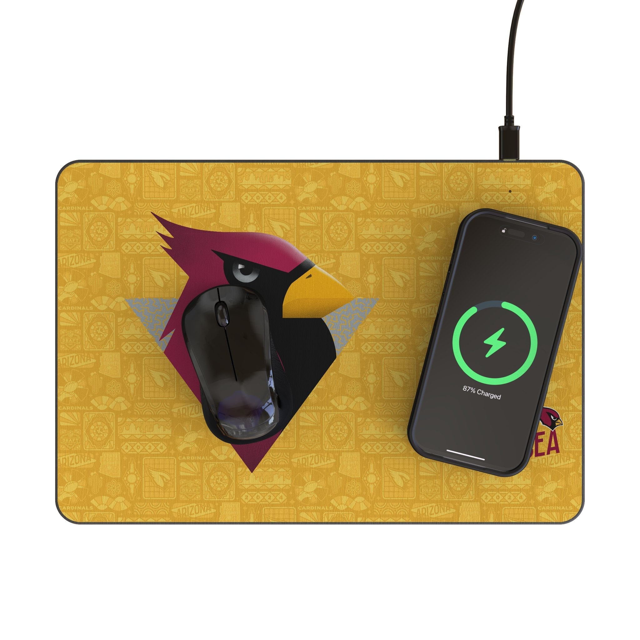 Arizona Cardinals 2024 Edition 15-Watt Wireless Charger and Mouse Pad 2