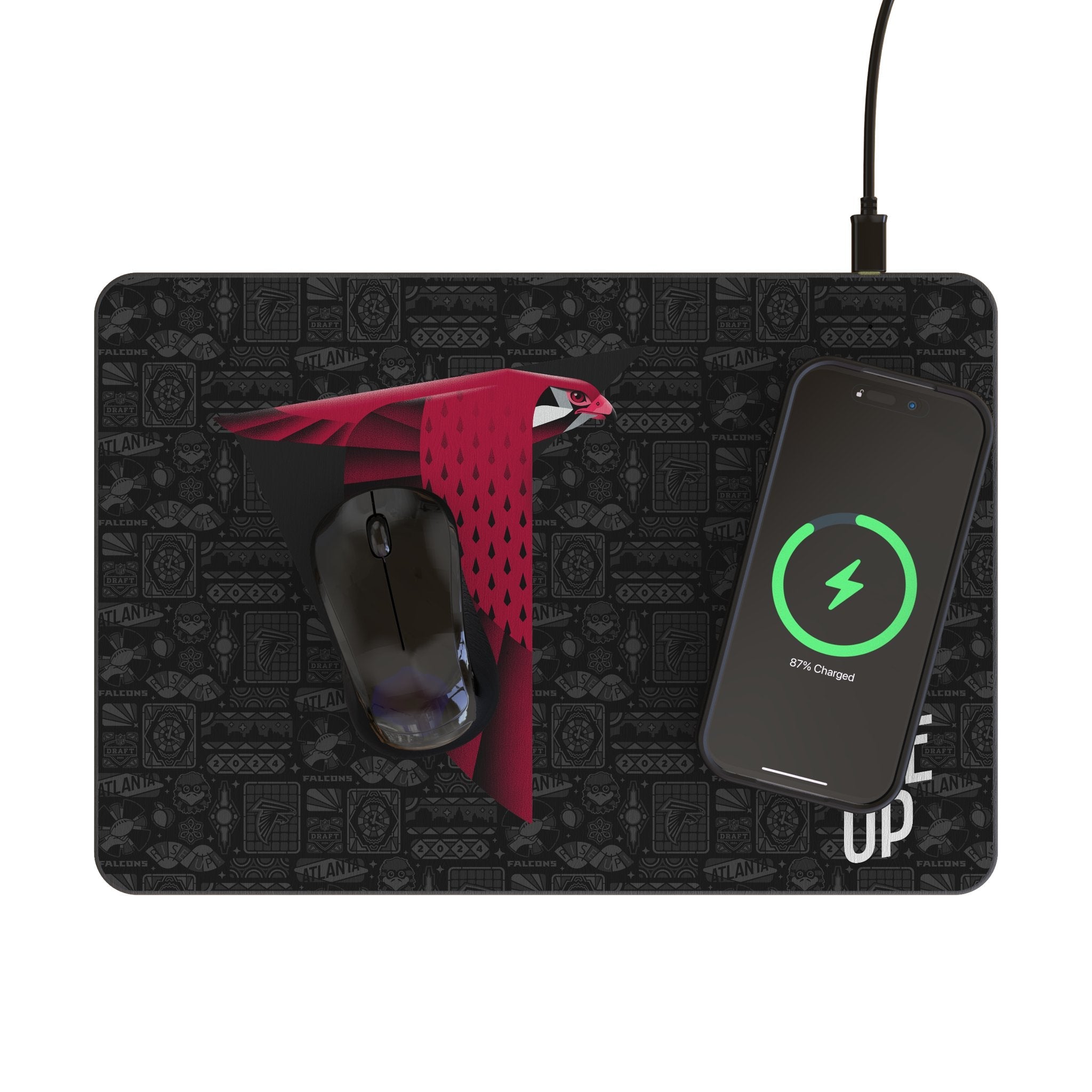Atlanta Falcons 2024 Edition 15-Watt Wireless Charger and Mouse Pad