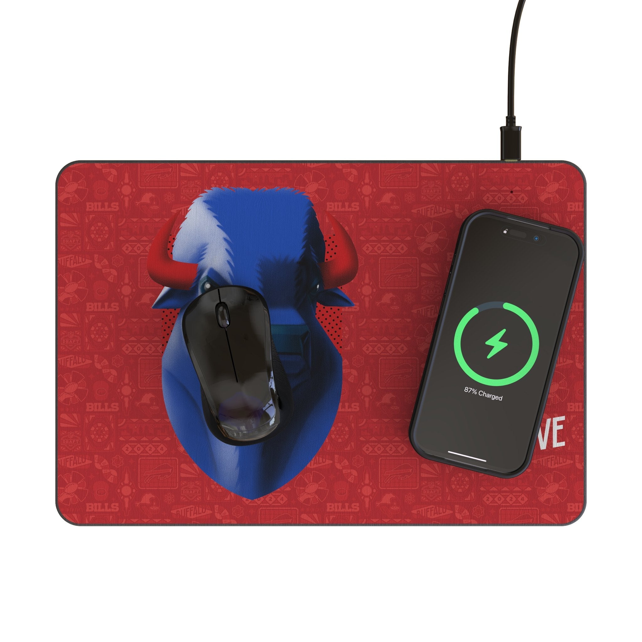Buffalo Bills 2024 Edition 15-Watt Wireless Charger and Mouse Pad 2