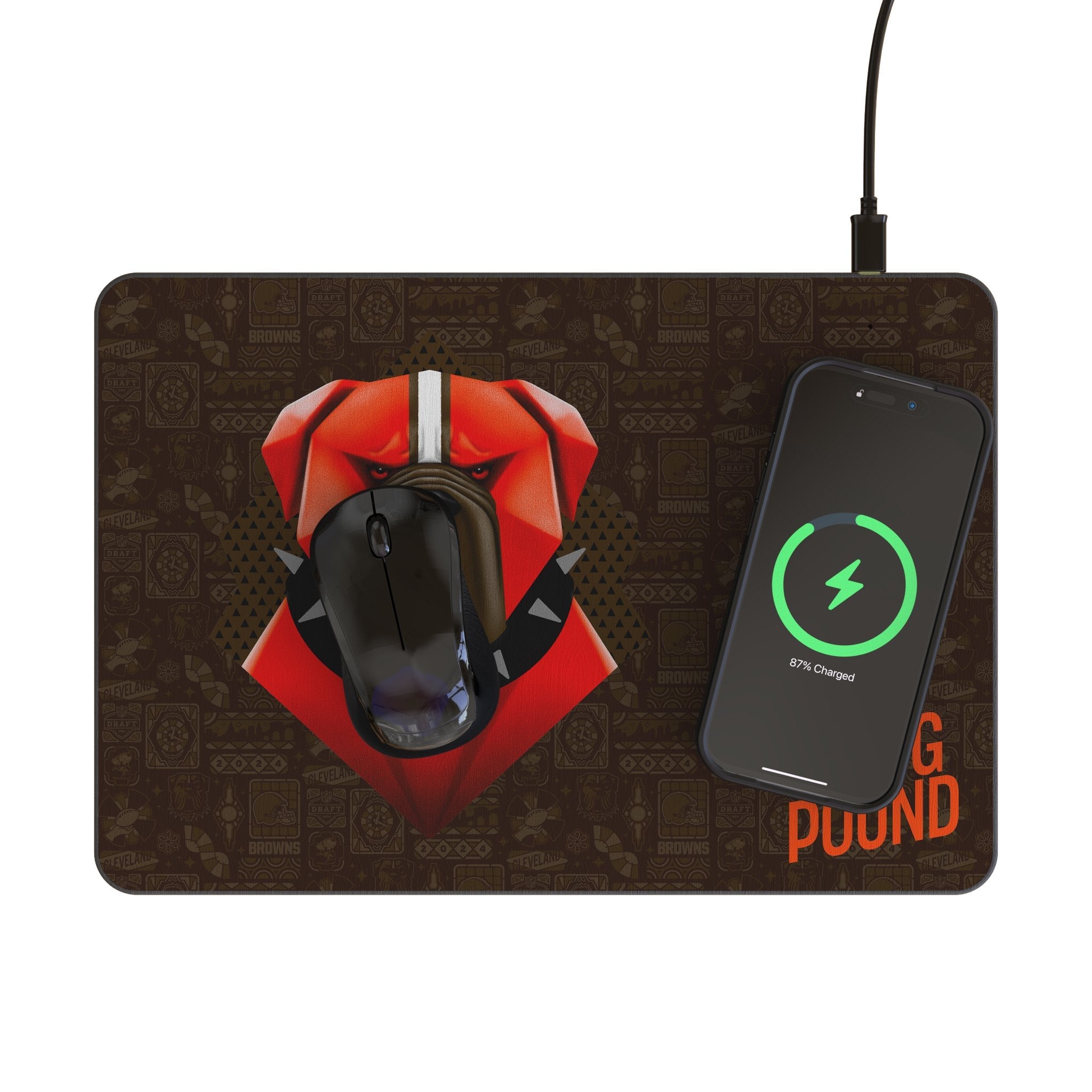 Cleveland Browns 2024 Edition 15-Watt Wireless Charger and Mouse Pad 2