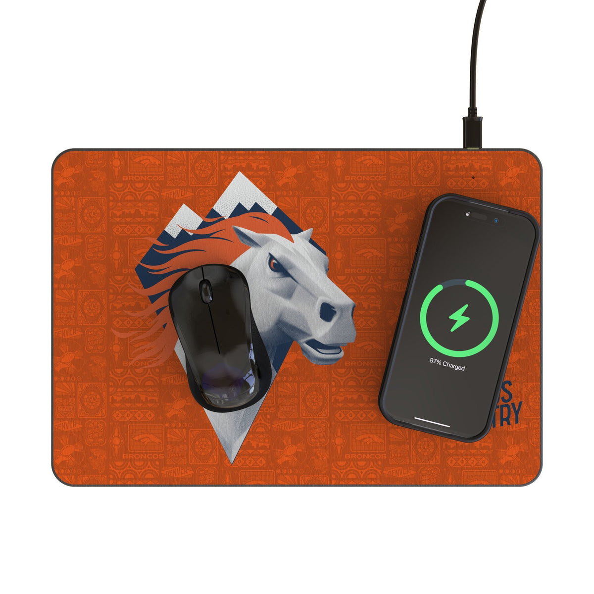 Denver Broncos 2024 Edition 15-Watt Wireless Charger and Mouse Pad 2