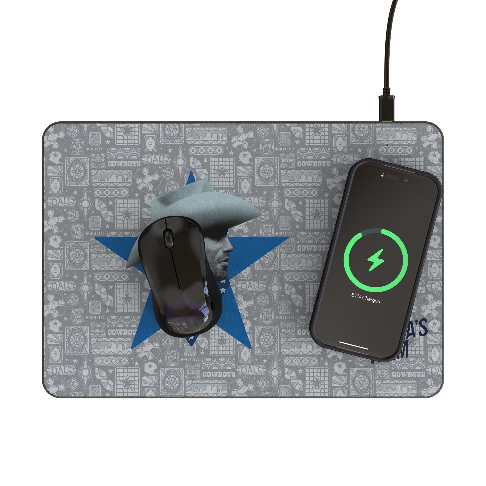 Dallas Cowboys 2024 Edition 15-Watt Wireless Charger and Mouse Pad