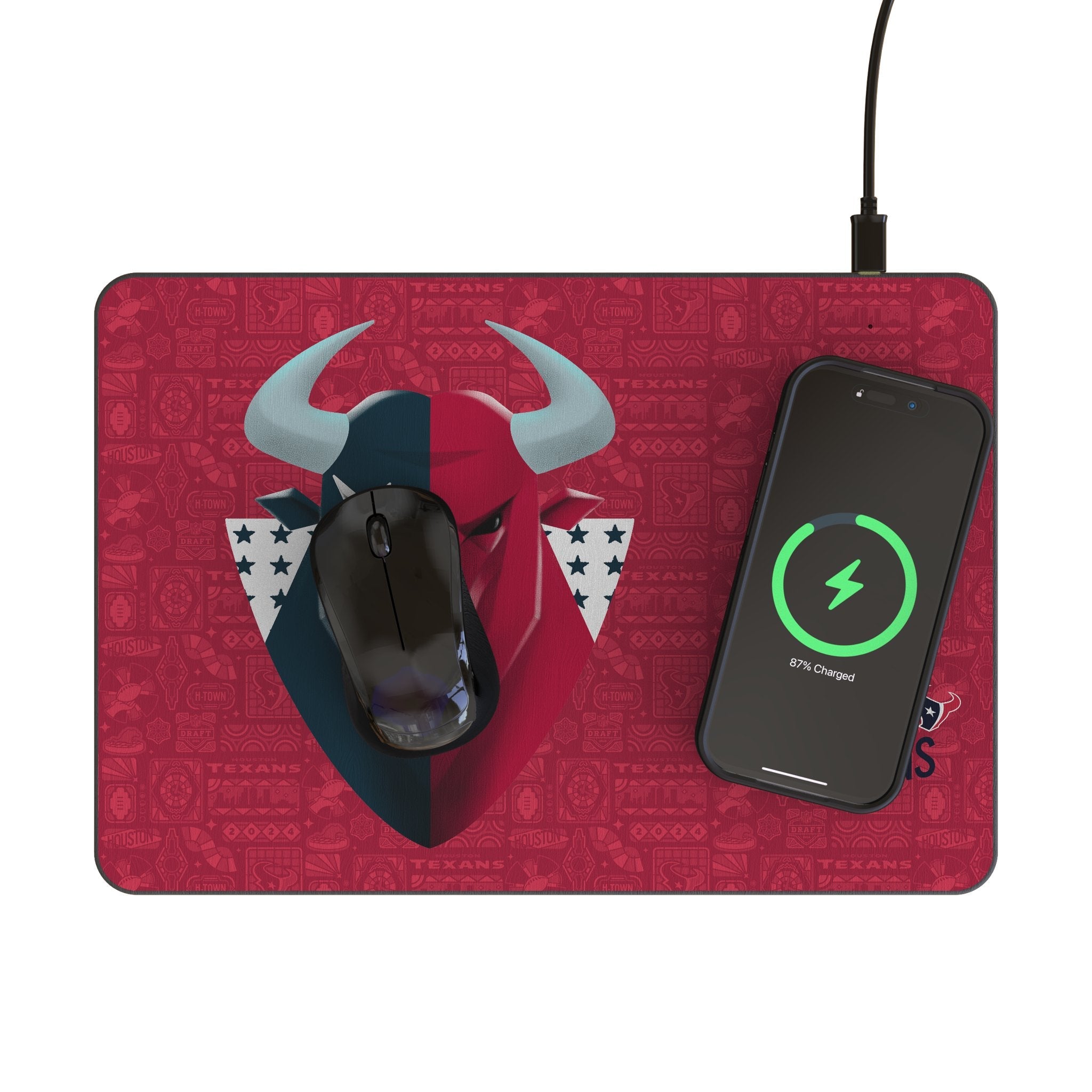 Houston Texans 2024 Edition 15-Watt Wireless Charger and Mouse Pad 2