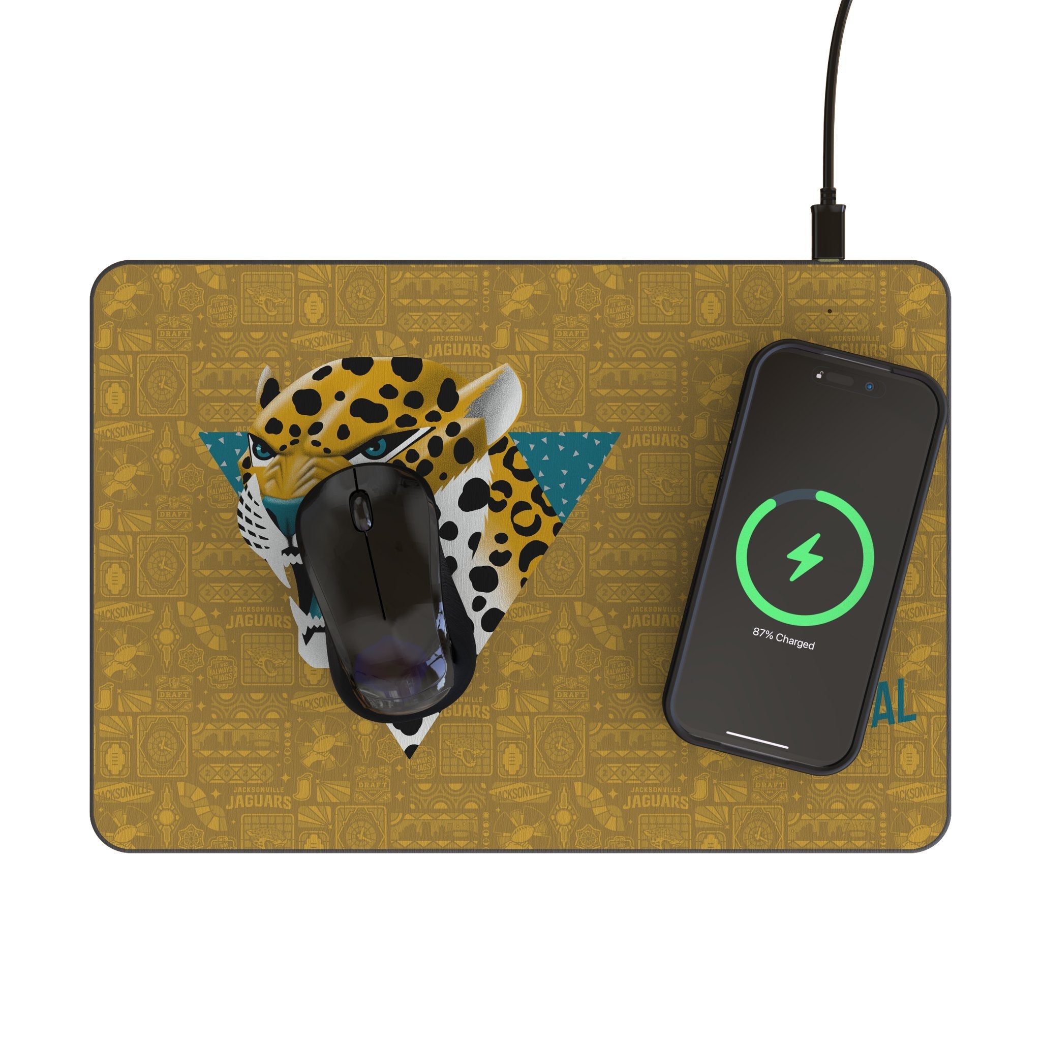 Jacksonville Jaguars 2024 Edition 15-Watt Wireless Charger and Mouse Pad 2