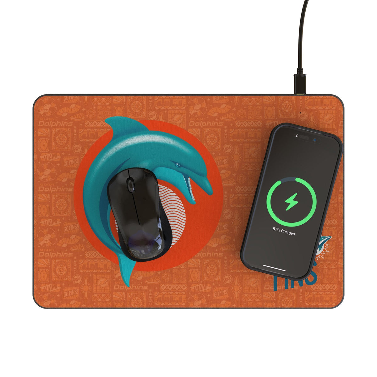 Miami Dolphins 2024 Edition 15-Watt Wireless Charger and Mouse Pad 2