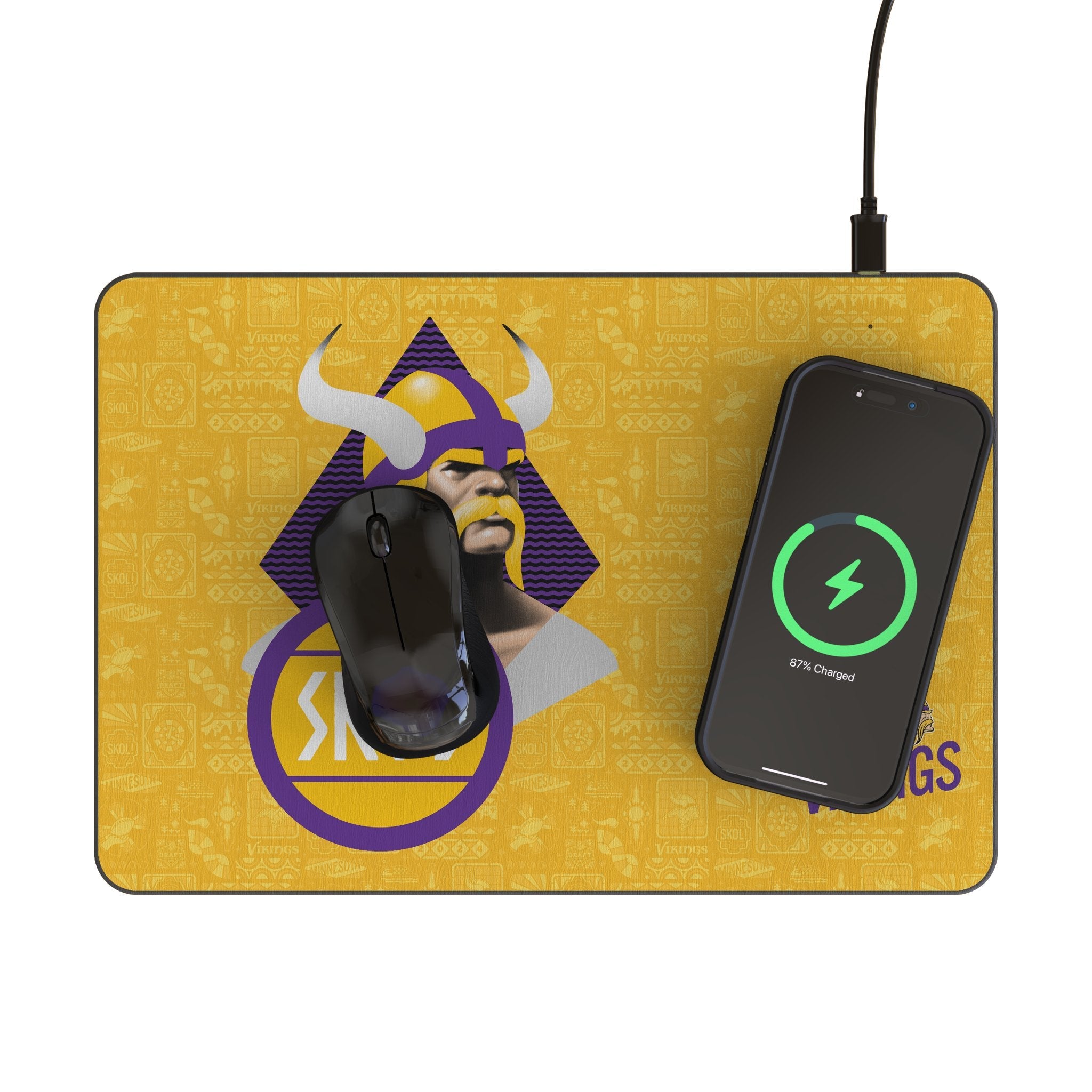 Minnesota Vikings 2024 Edition 15-Watt Wireless Charger and Mouse Pad 2