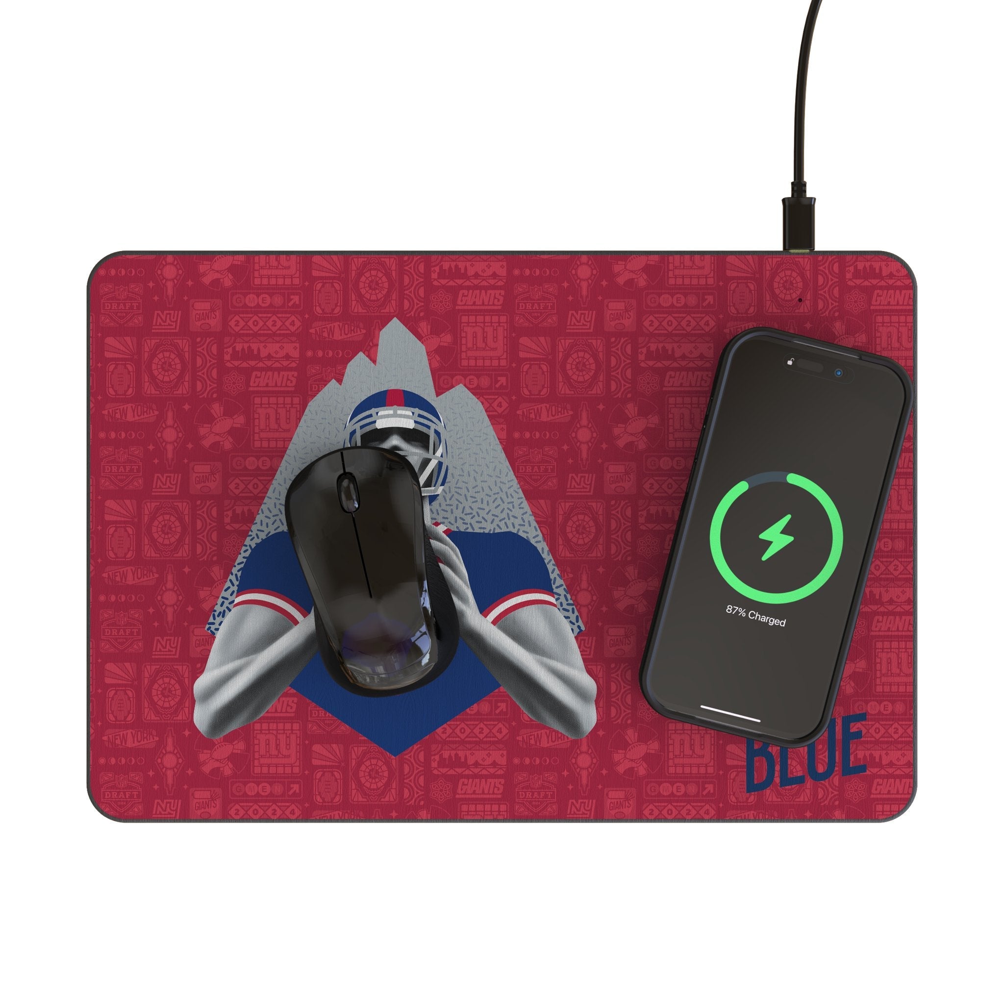 New York Giants 2024 Edition 15-Watt Wireless Charger and Mouse Pad 2
