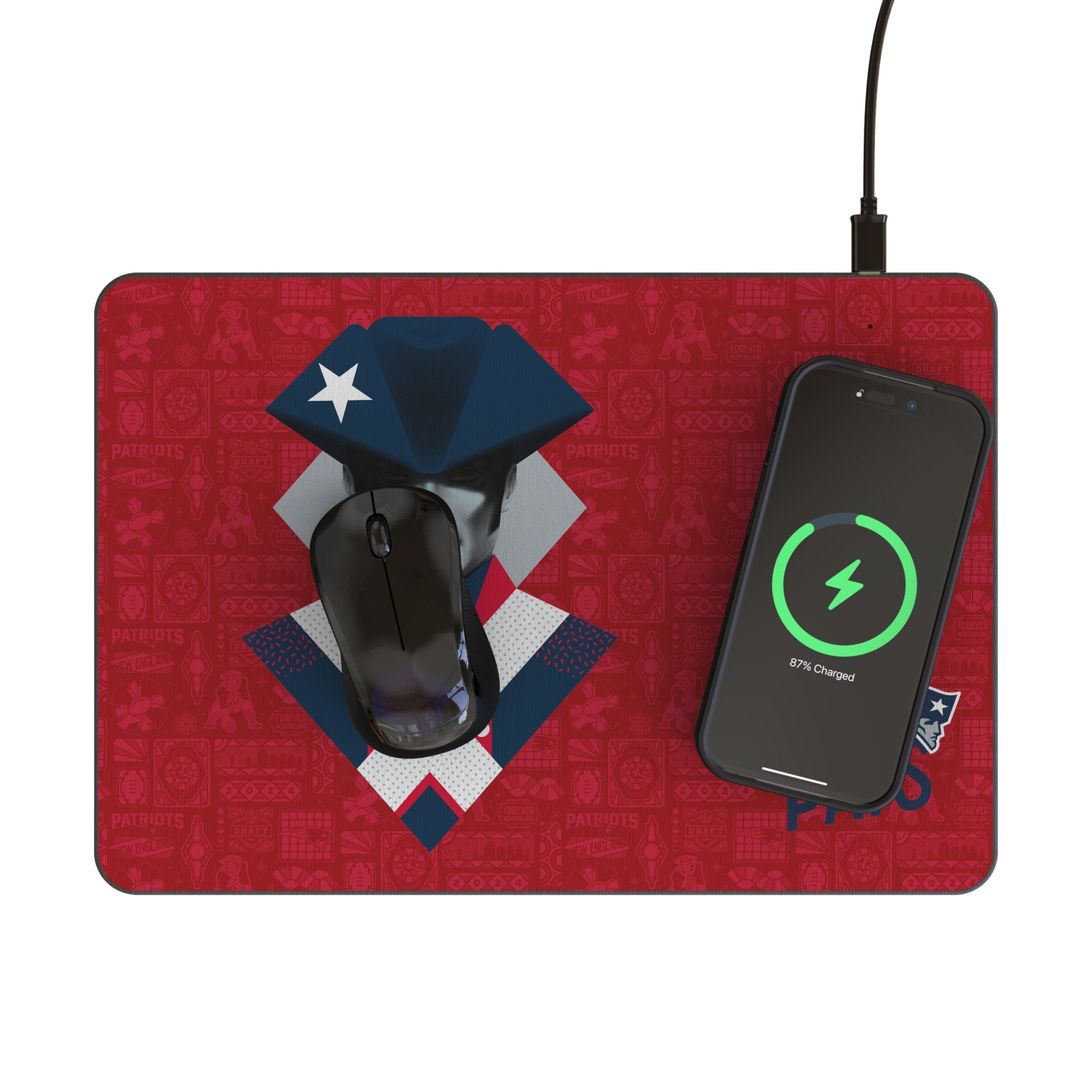 New England Patriots 2024 Edition 15-Watt Wireless Charger and Mouse Pad 2