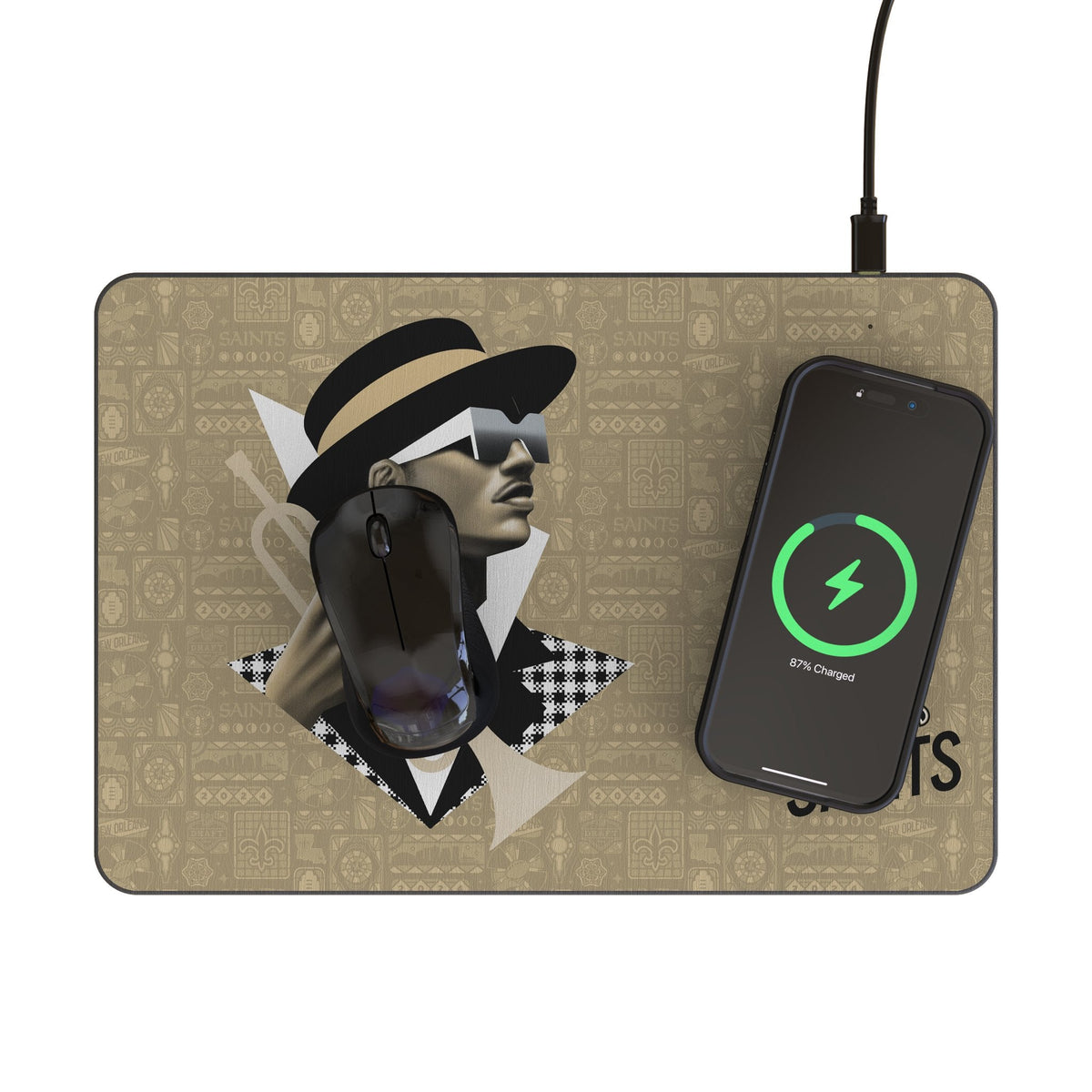 New Orleans Saints 2024 Edition 15-Watt Wireless Charger and Mouse Pad 2