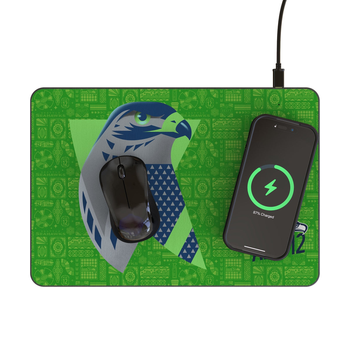 Seattle Seahawks 2024 Edition 15-Watt Wireless Charger and Mouse Pad