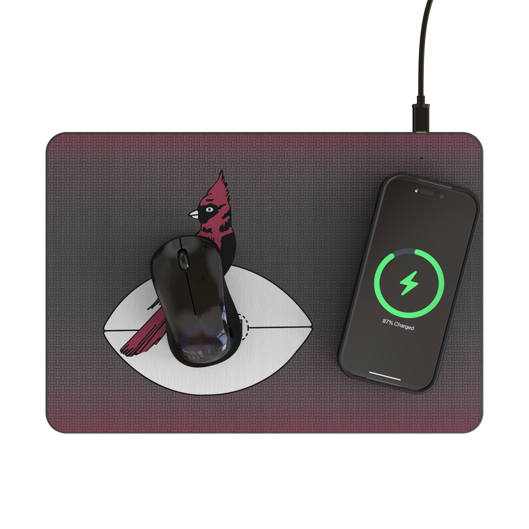 Chicago Cardinals 1947-1959 Historic Collection Linen 15-Watt Wireless Charger and Mouse Pad