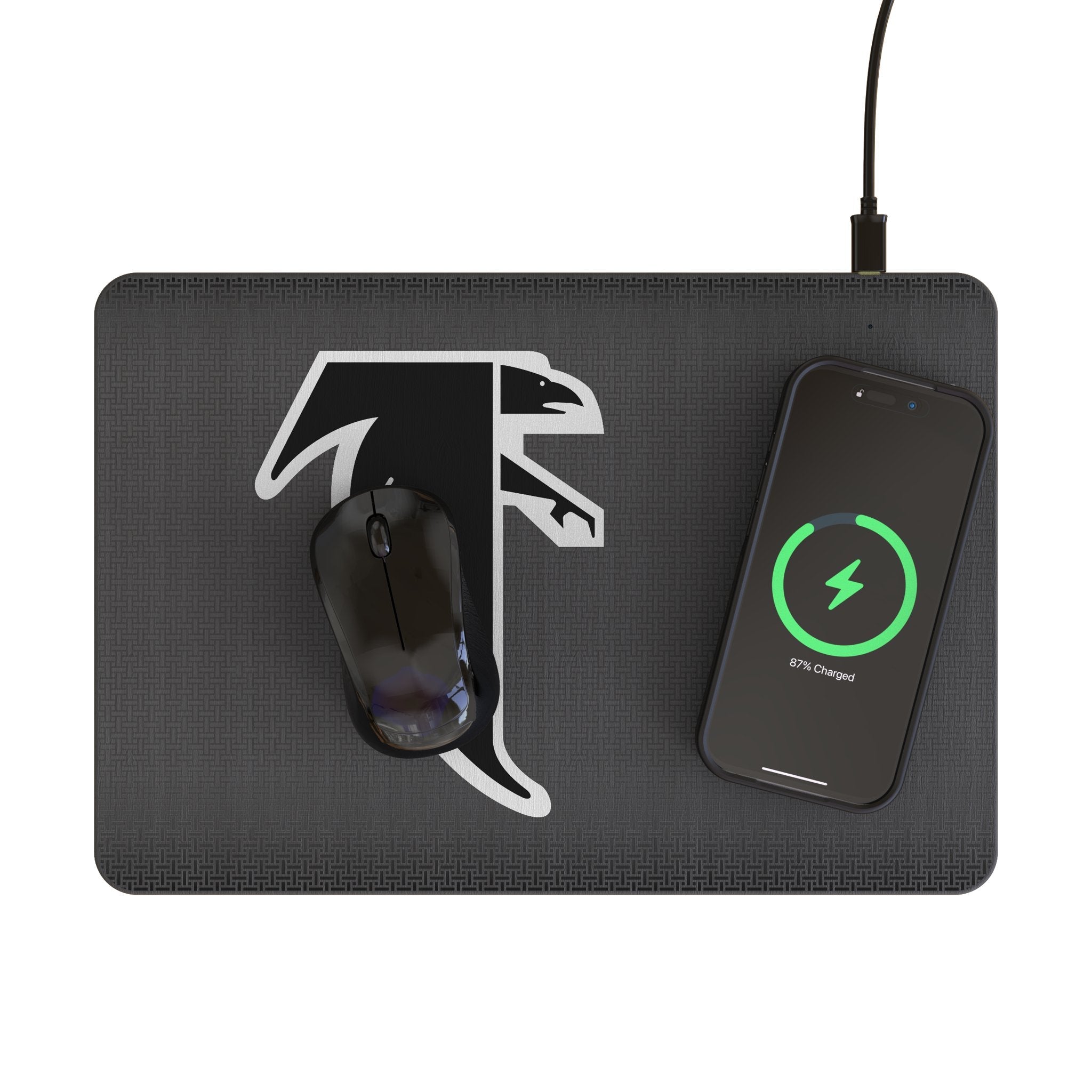 Atlanta Falcons Classic Linen 15-Watt Wireless Charger and Mouse Pad 2