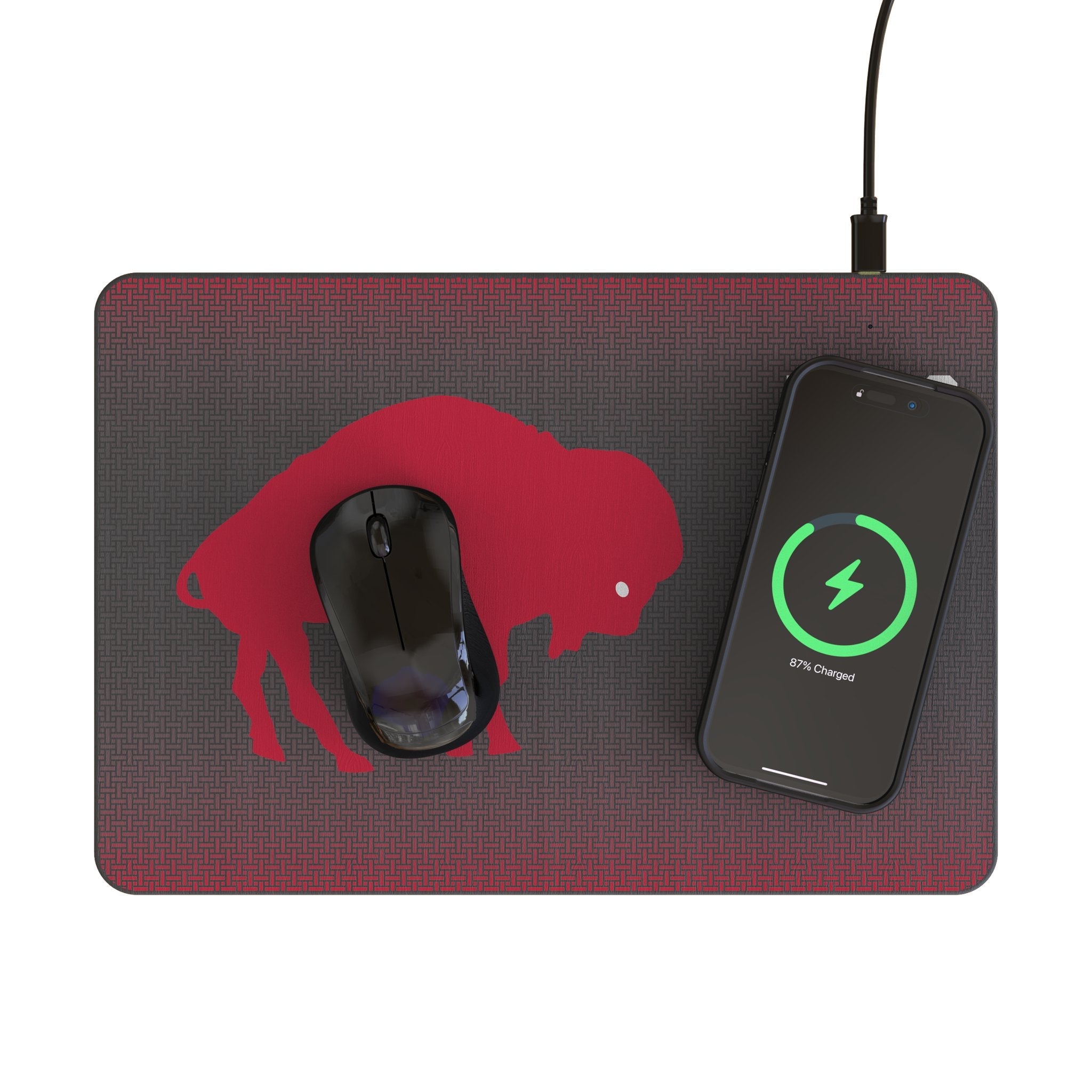 Buffalo Bills Historic Collection Linen 15-Watt Wireless Charger and Mouse Pad 2