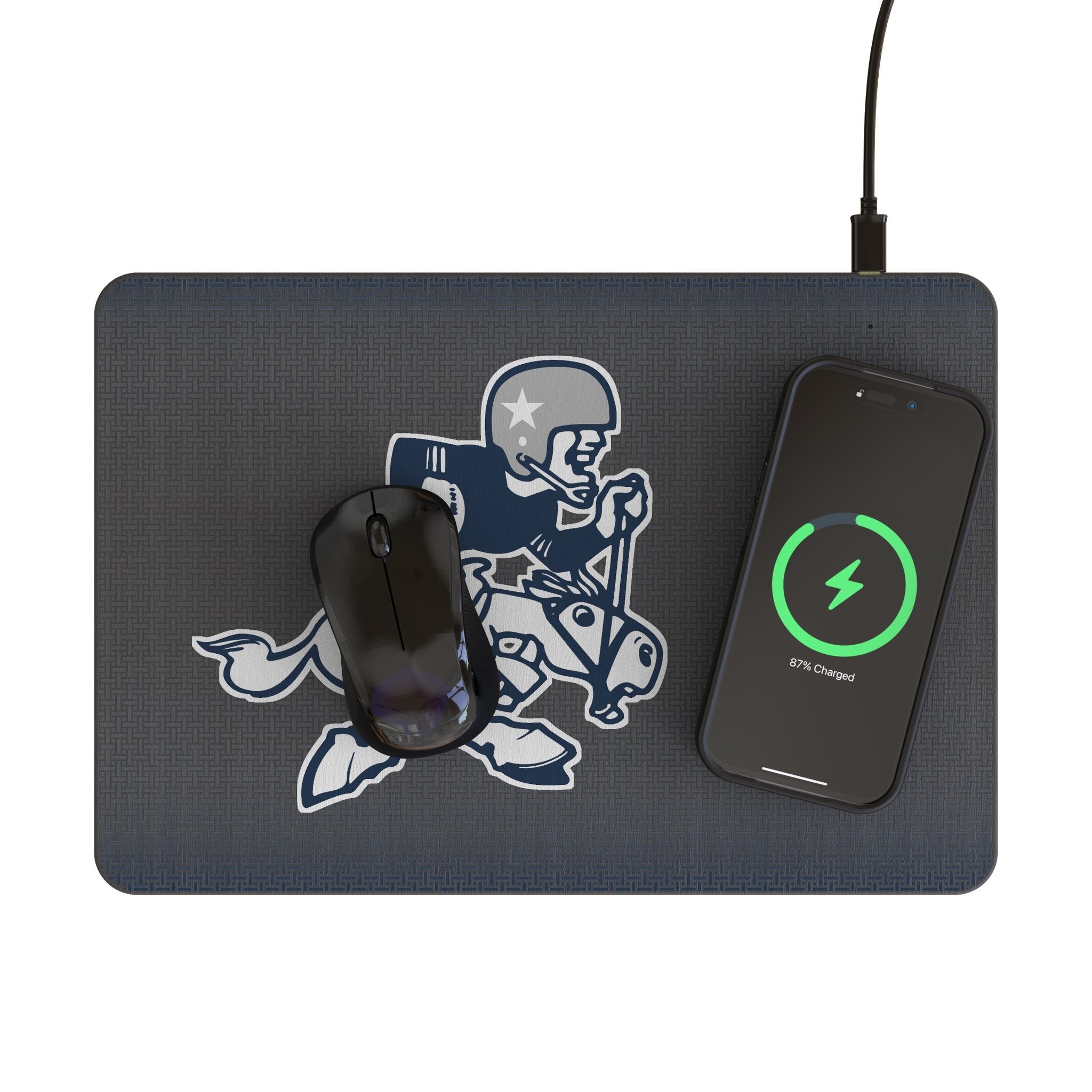 Dallas Cowboys 1966-1969 Historic Collection Linen 15-Watt Wireless Charger and Mouse Pad