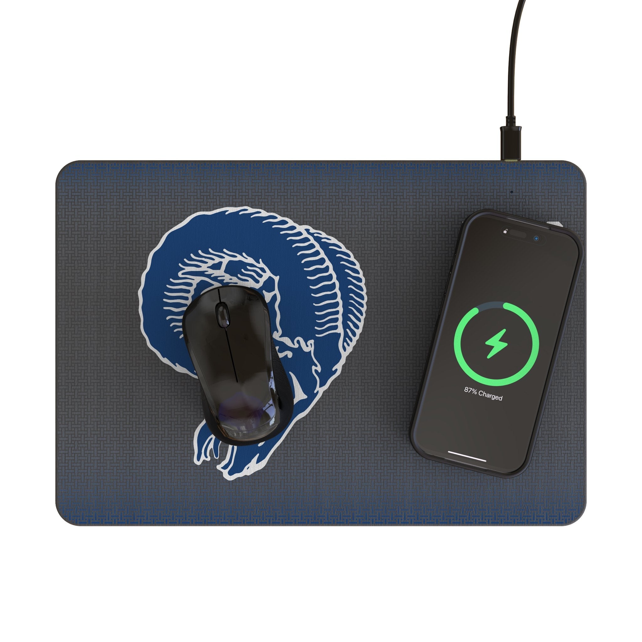 Los Angeles Rams Historic Collection Linen 15-Watt Wireless Charger and Mouse Pad 2