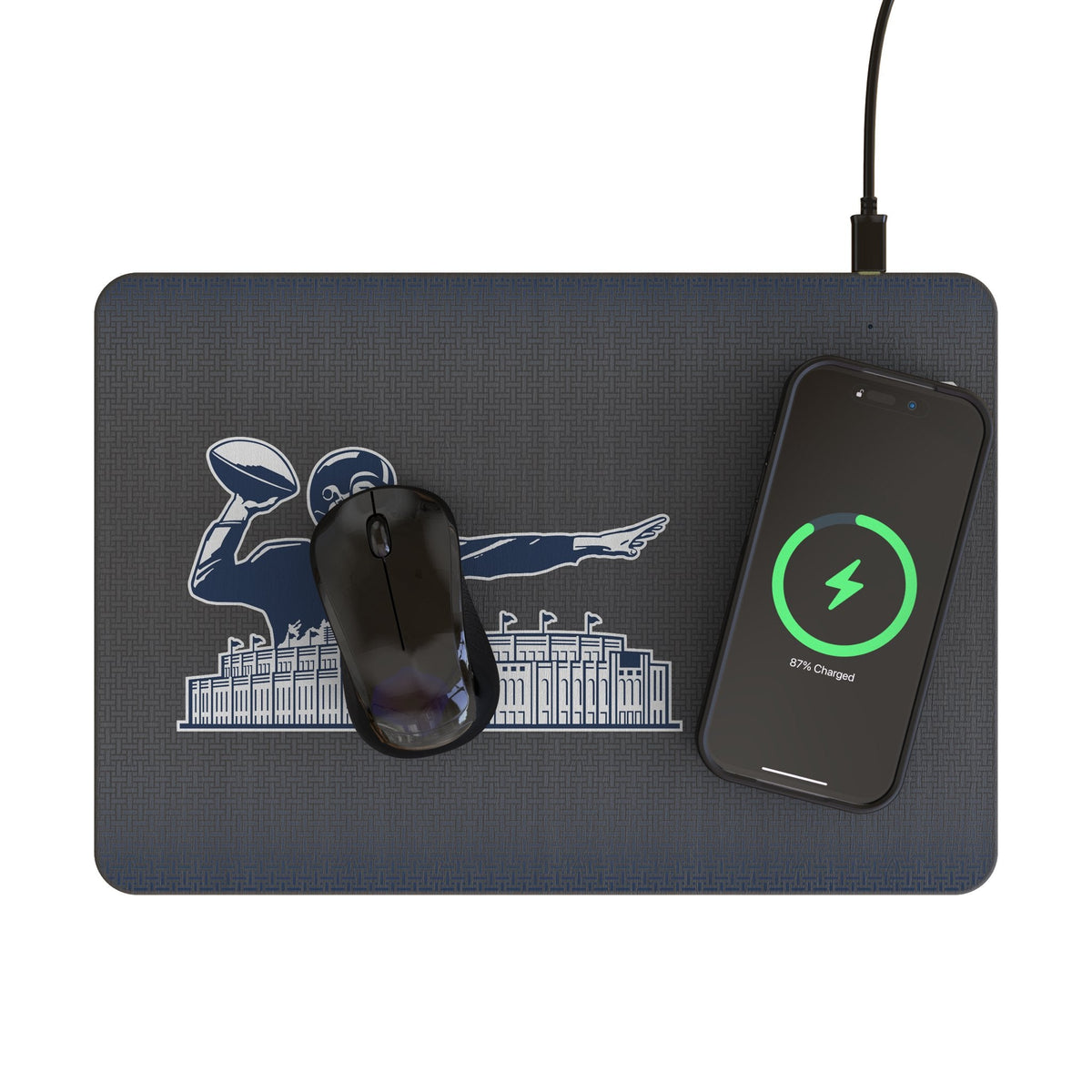 New York Giants 1960-1966 Historic Collection Linen 15-Watt Wireless Charger and Mouse Pad 2