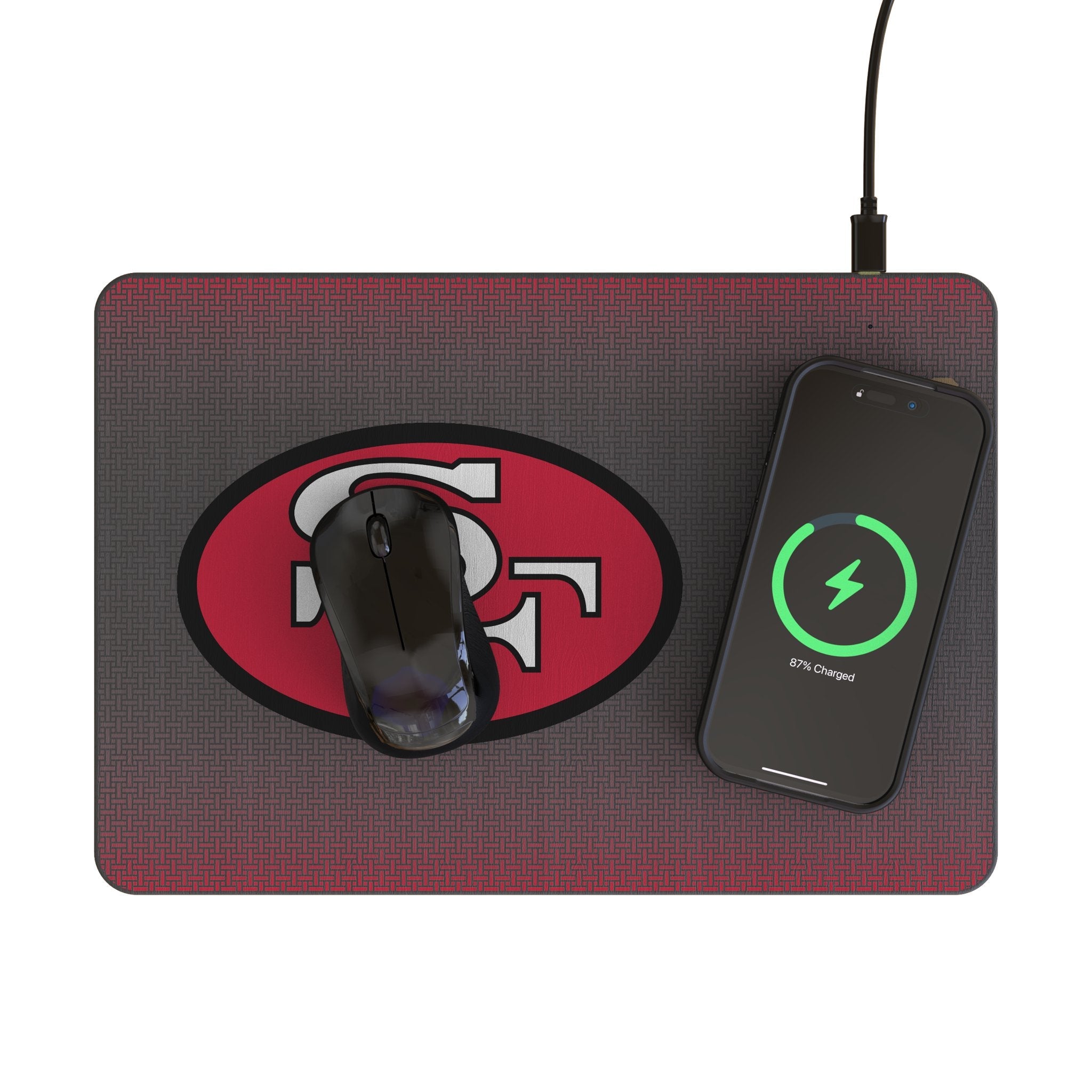 San Francisco 49ers Historic Collection Linen 15-Watt Wireless Charger and Mouse Pad