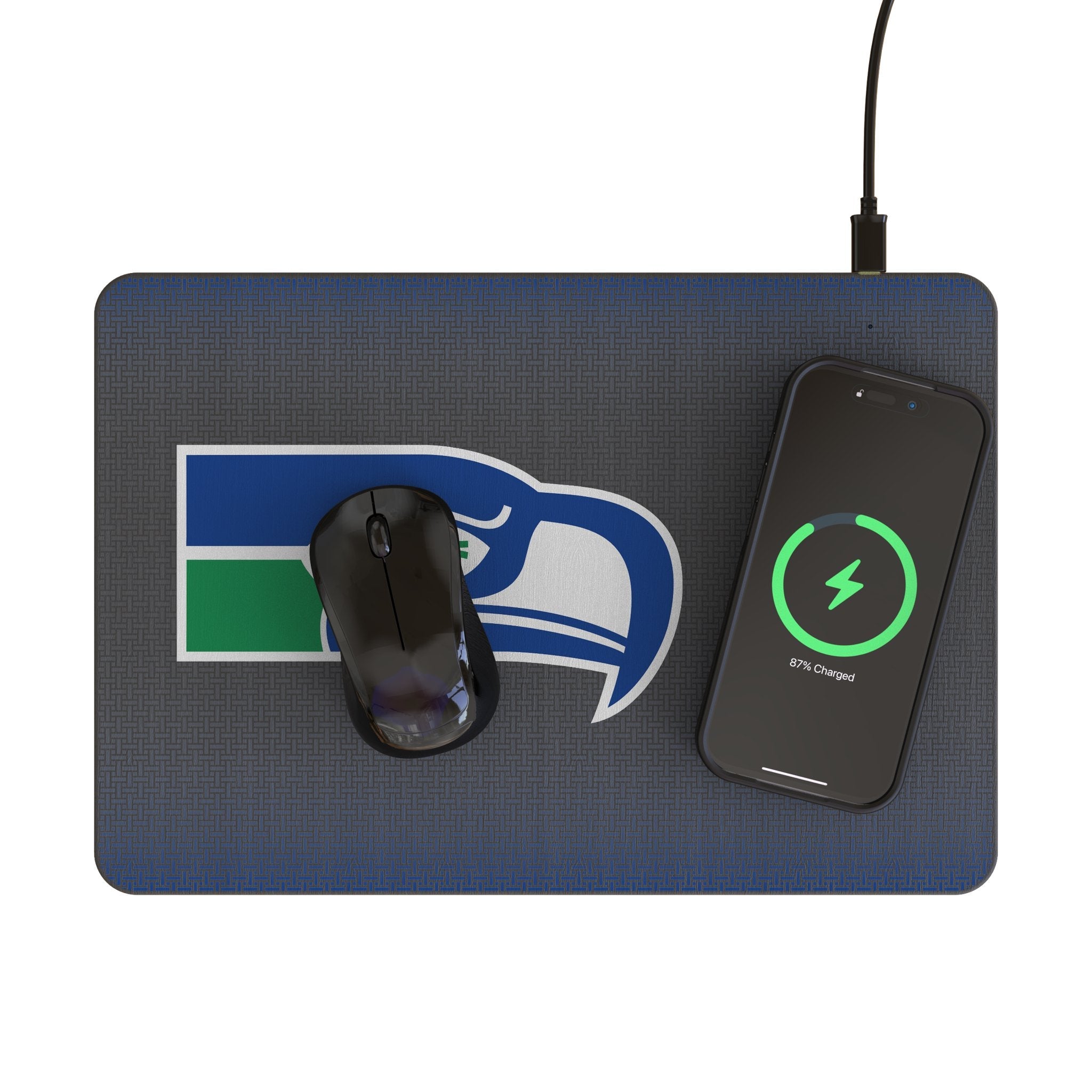 Seattle Seahawks Historic Collection Linen 15-Watt Wireless Charger and Mouse Pad 2
