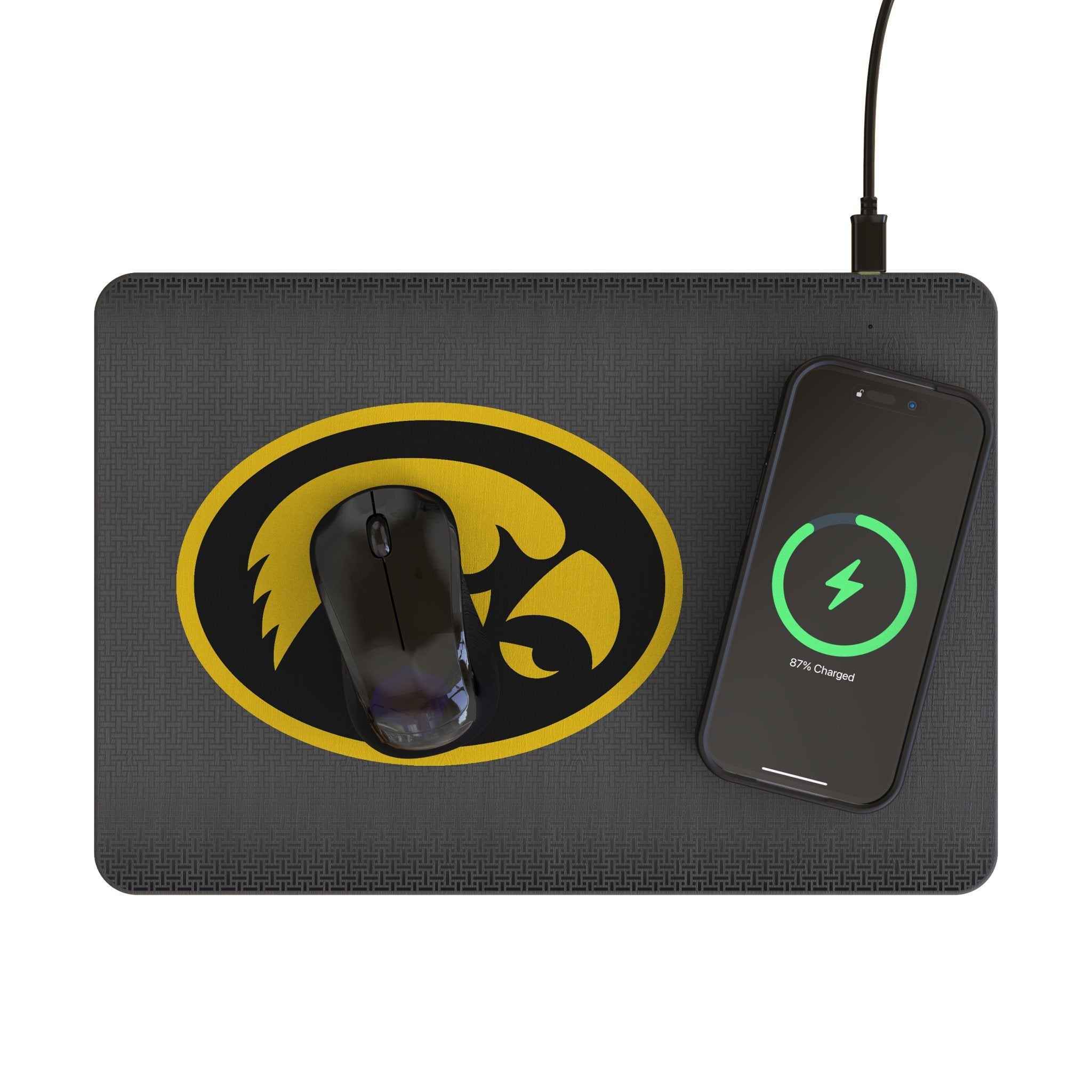 University of Iowa Hawkeyes Linen 15-Watt Wireless Charger and Mouse Pad 2