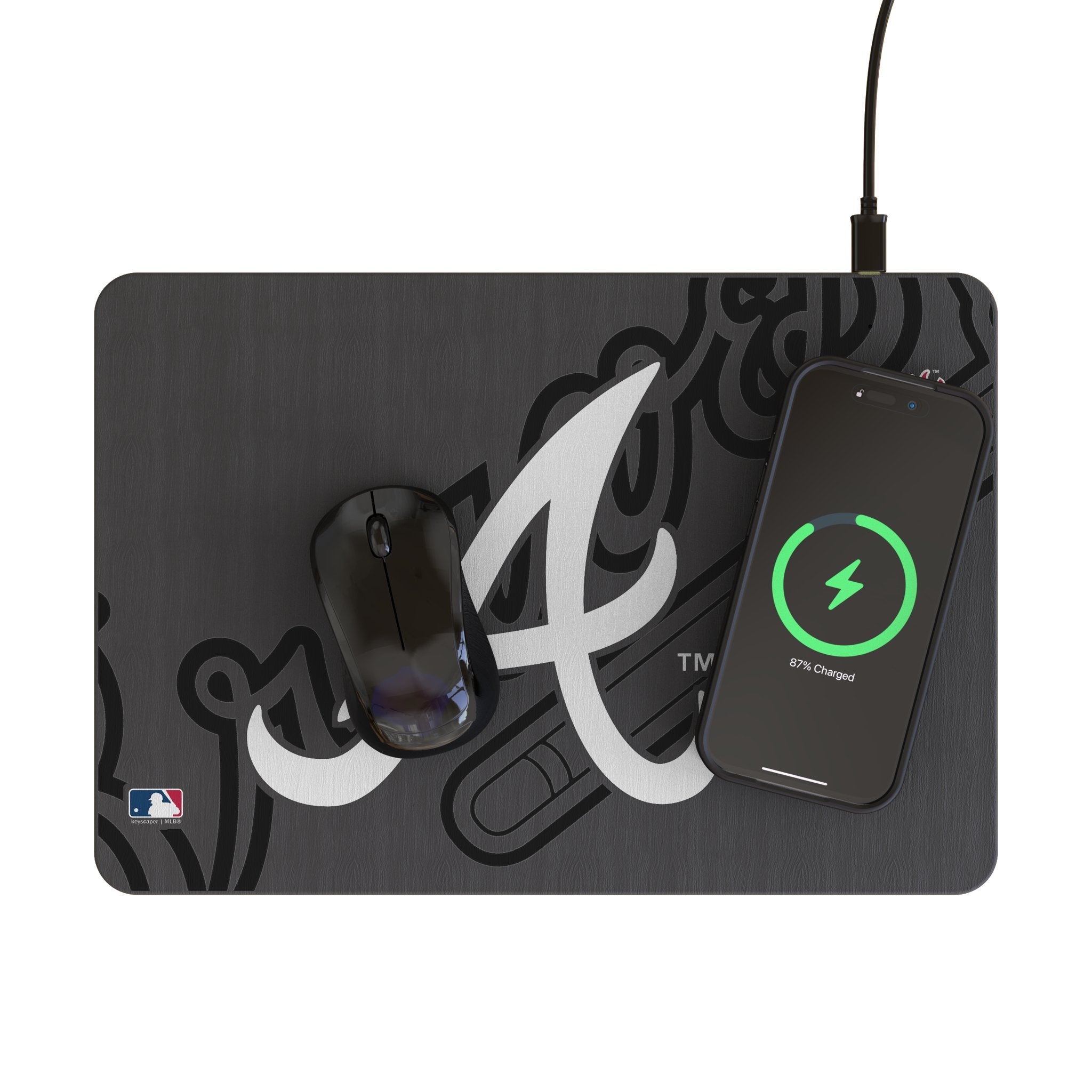 Atlanta Braves Monocolor Tilt 15-Watt Wireless Charger and Mouse Pad 2