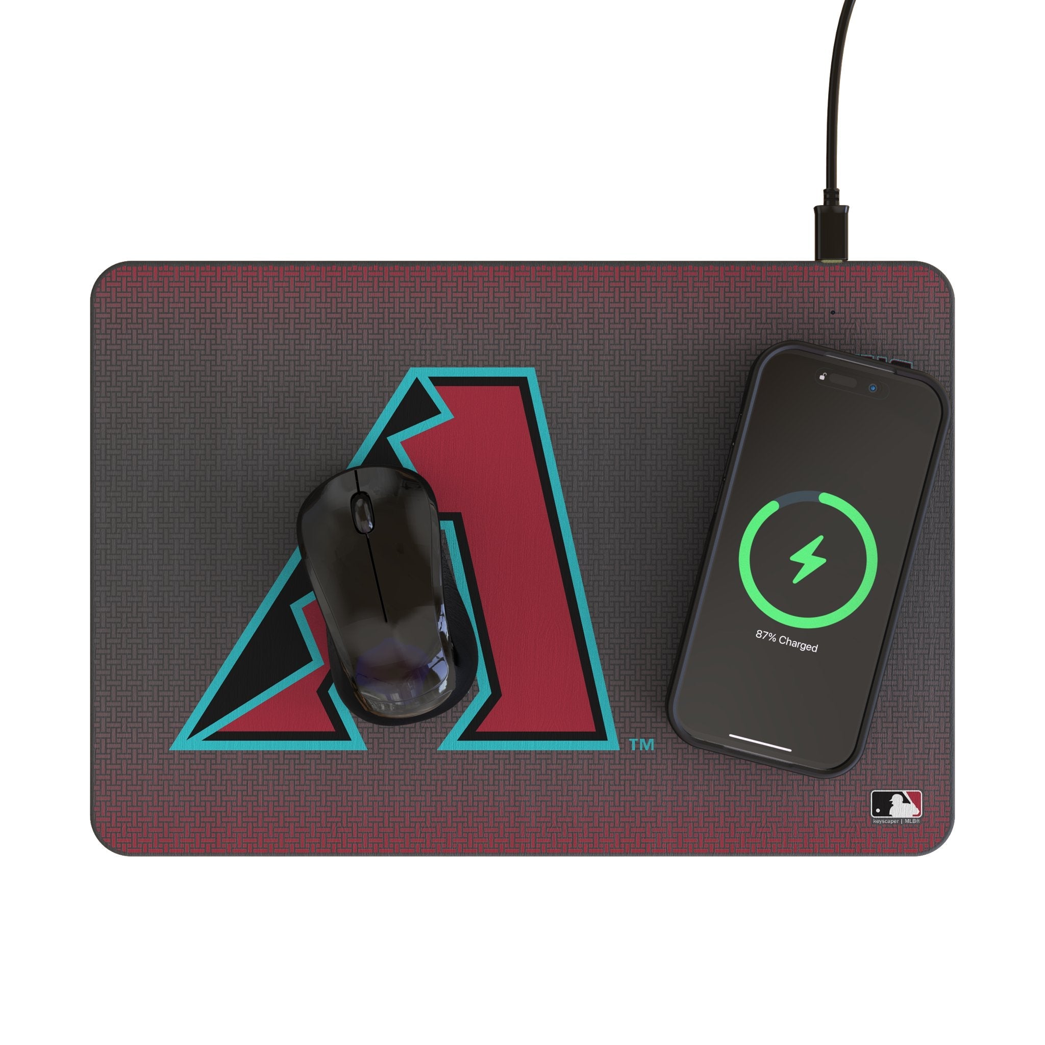 Arizona Diamondbacks Linen 15-Watt Wireless Charger and Mouse Pad 2