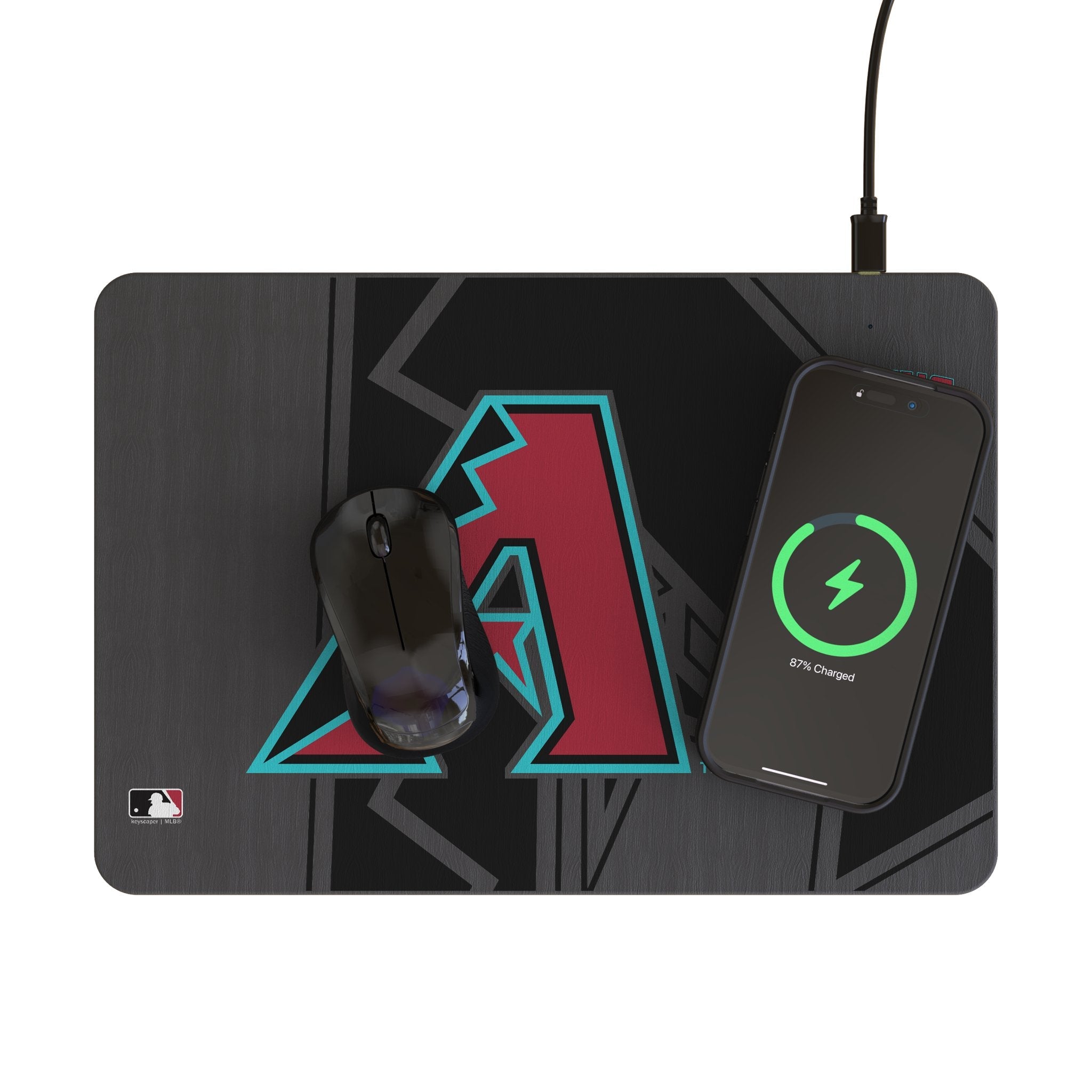 Arizona Diamondbacks Monocolor Tilt 15-Watt Wireless Charger and Mouse Pad 2