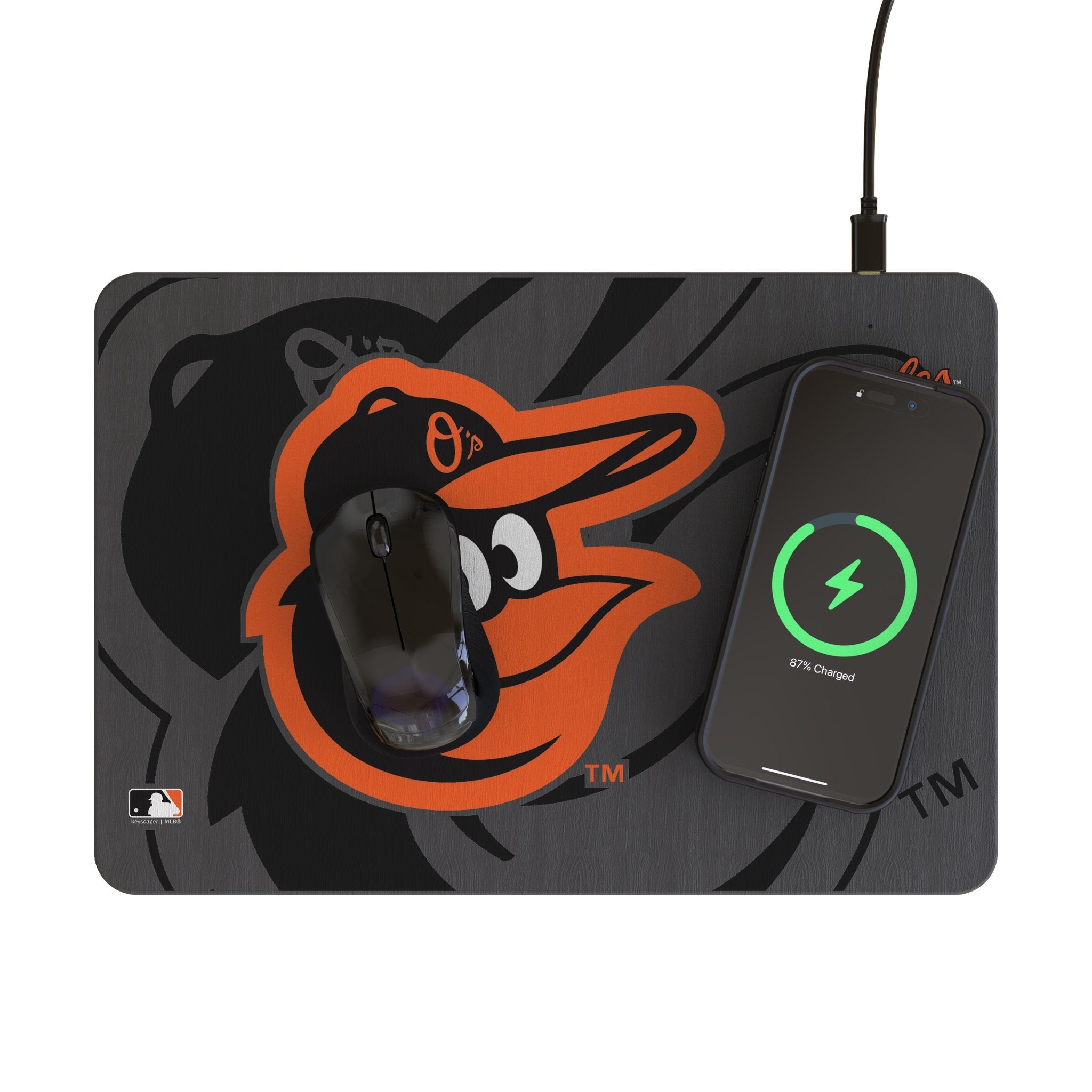 Baltimore Orioles Monocolor Tilt 15-Watt Wireless Charger and Mouse Pad 2