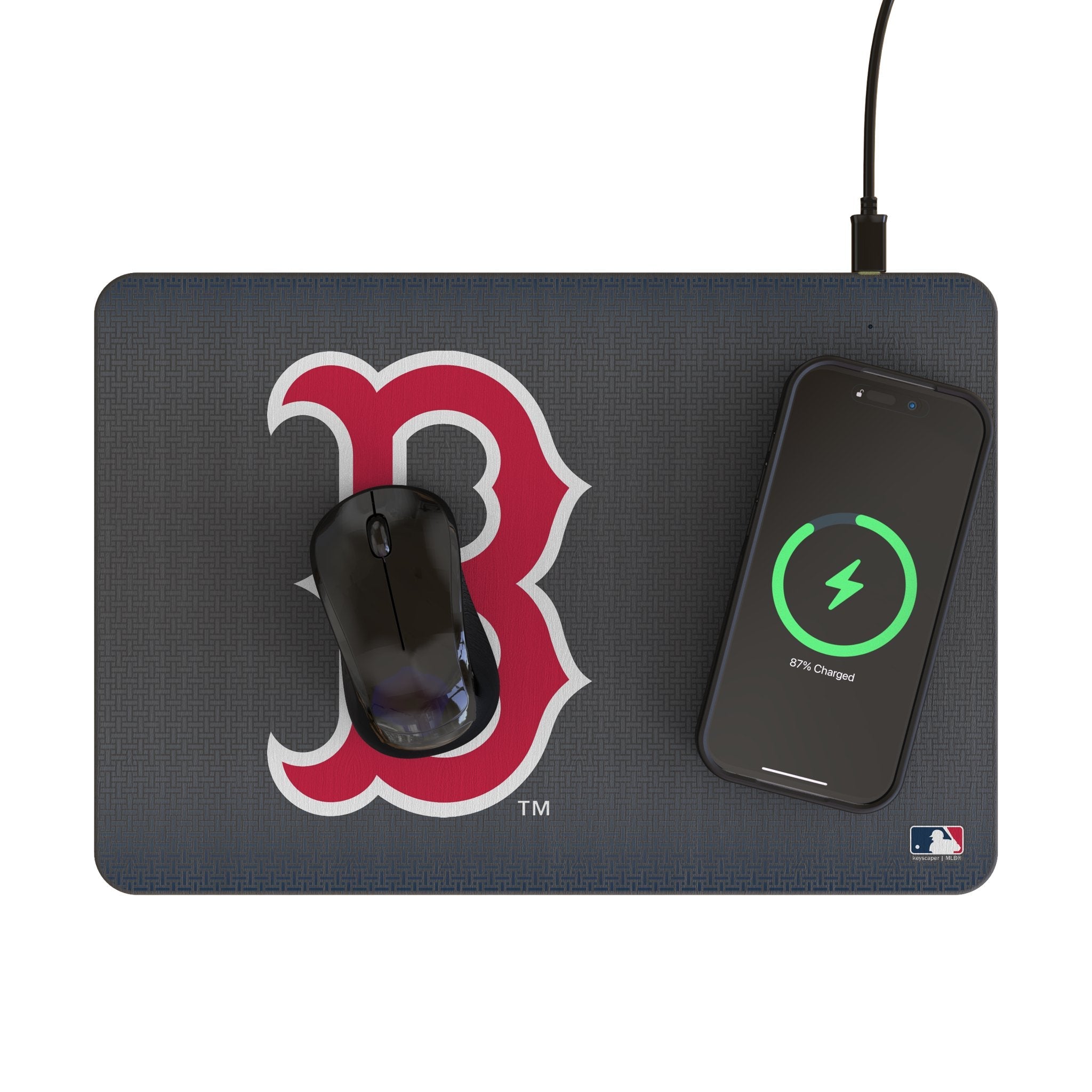 Boston Red Sox Linen 15-Watt Wireless Charger and Mouse Pad
