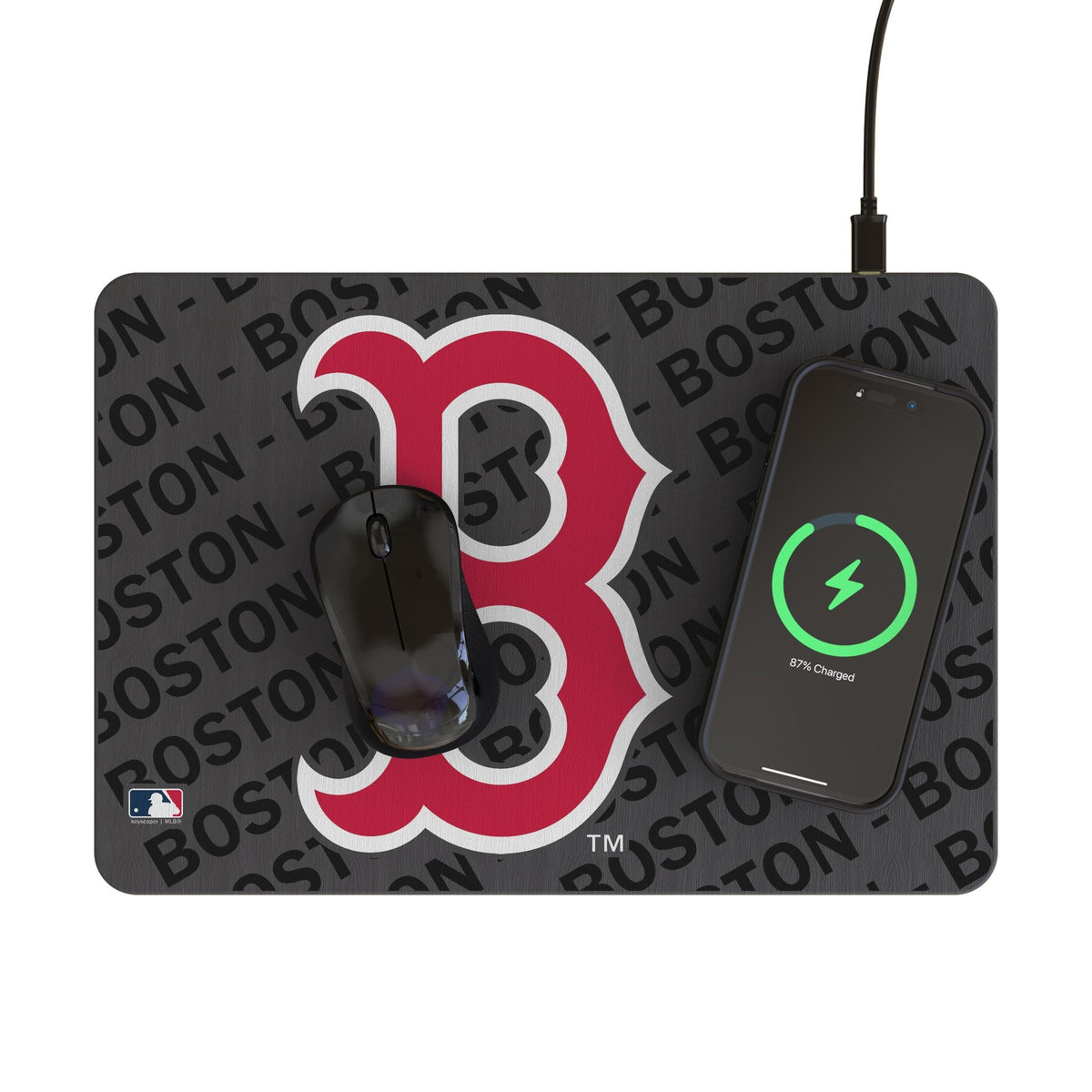 Boston Red Sox Monocolor Tilt 15-Watt Wireless Charger and Mouse Pad 2