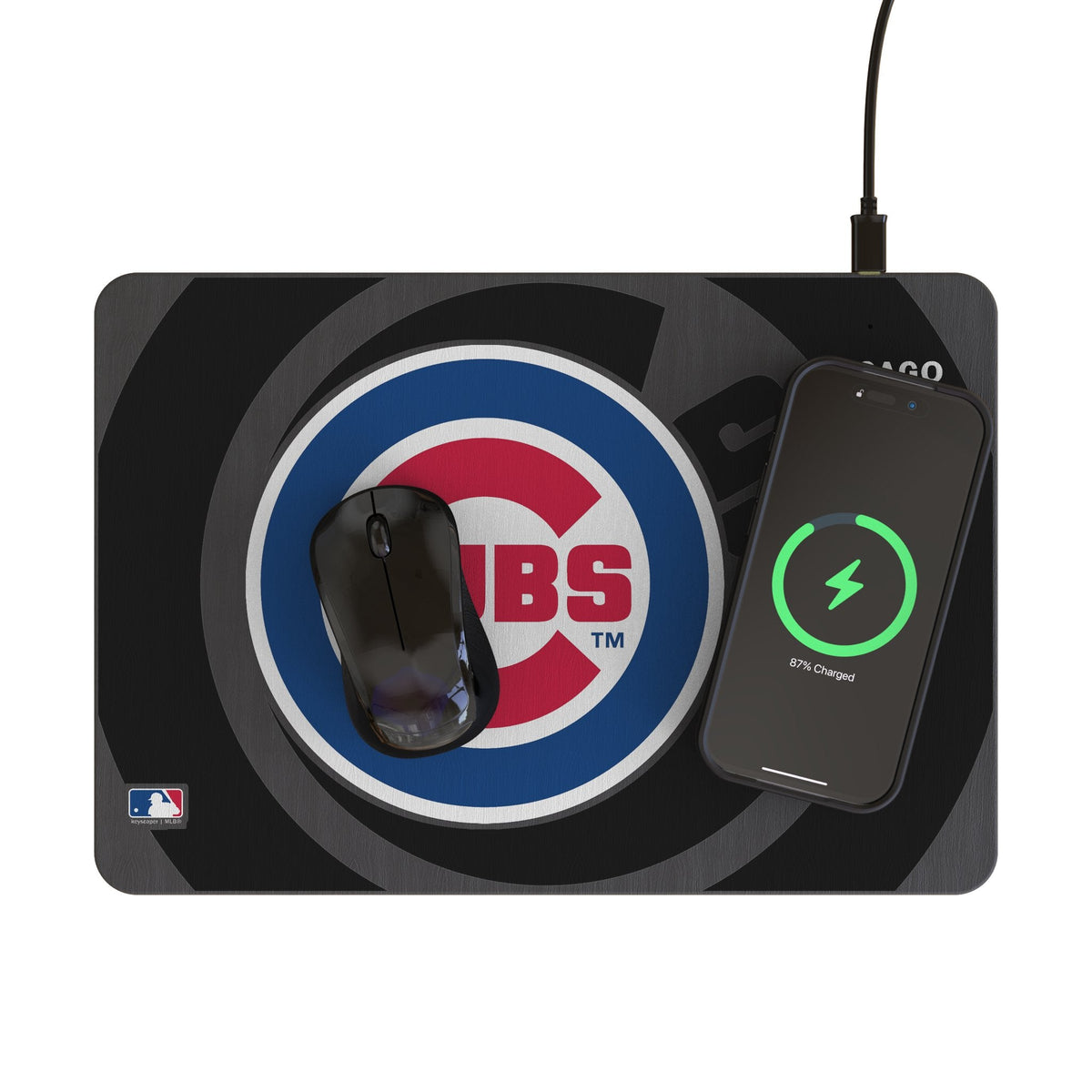 Chicago Cubs Monocolor Tilt 15-Watt Wireless Charger and Mouse Pad 2