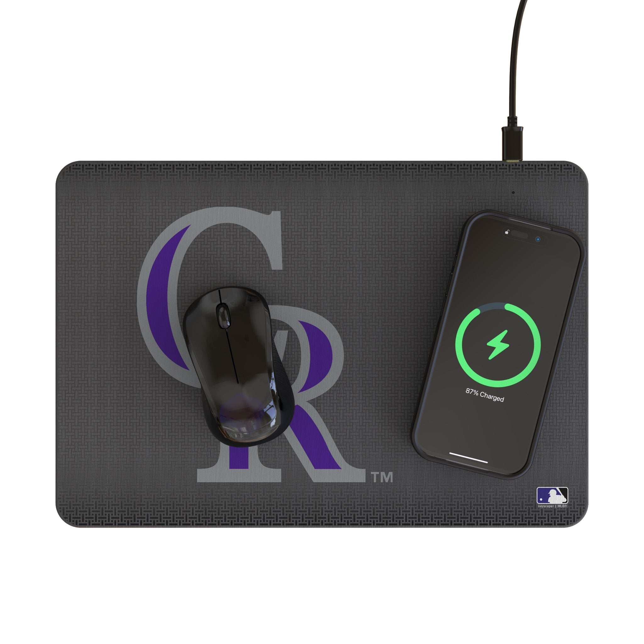 Colorado Rockies Linen 15-Watt Wireless Charger and Mouse Pad 2