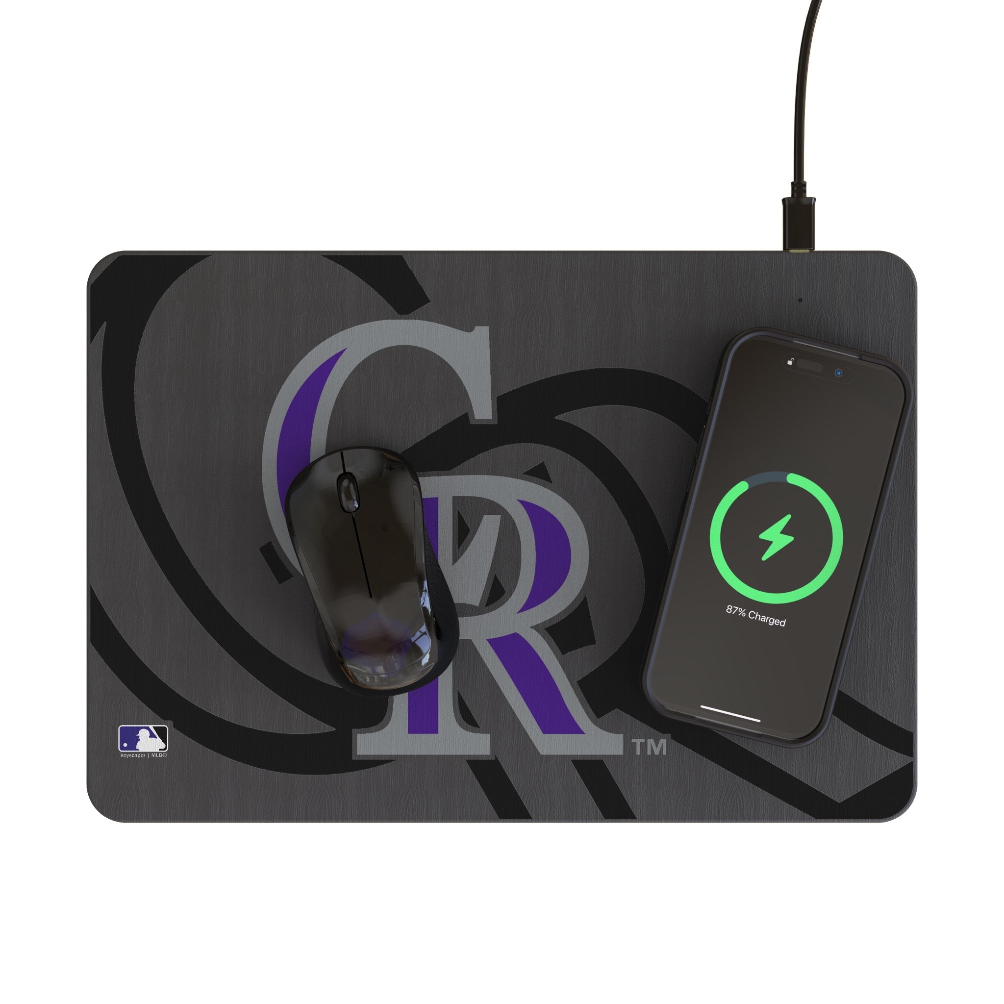 Colorado Rockies Monocolor Tilt 15-Watt Wireless Charger and Mouse Pad