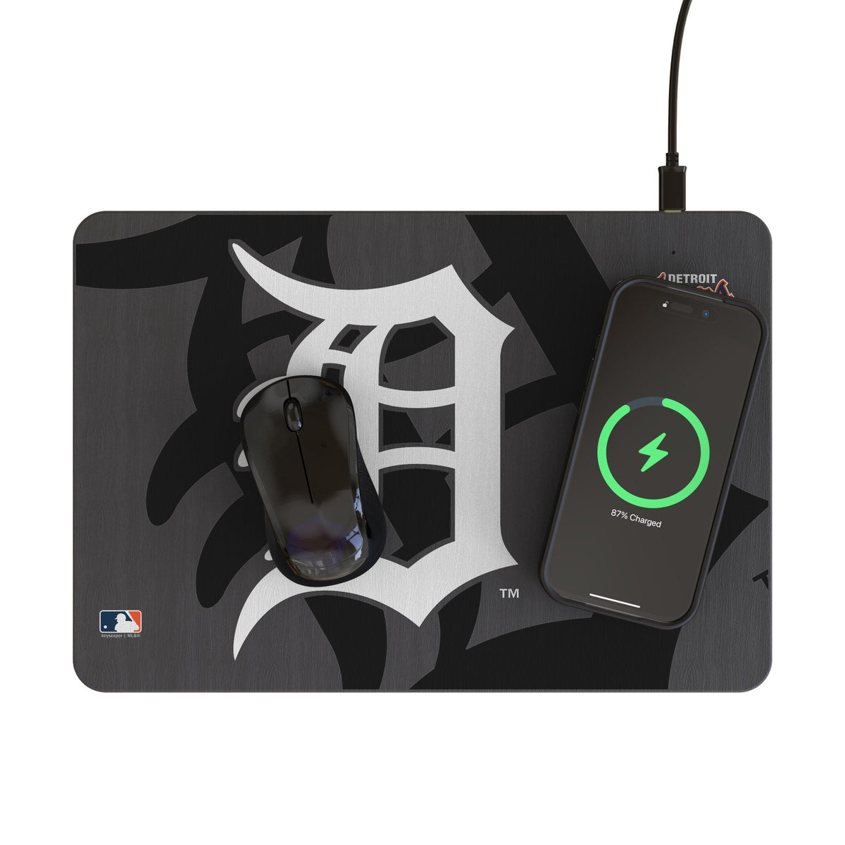Detroit Tigers Monocolor Tilt 15-Watt Wireless Charger and Mouse Pad 2
