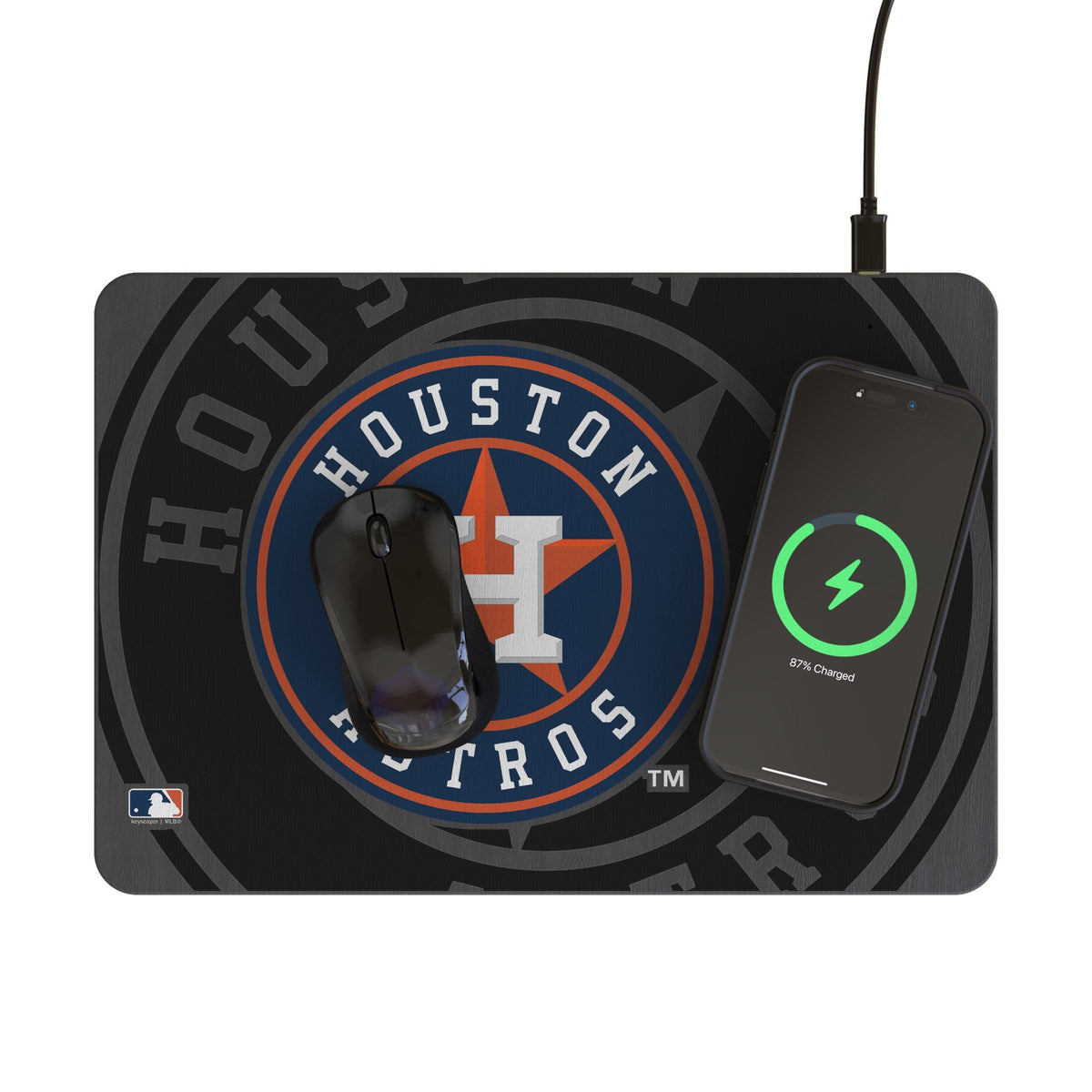 Houston Astros Monocolor Tilt 15-Watt Wireless Charger and Mouse Pad 2