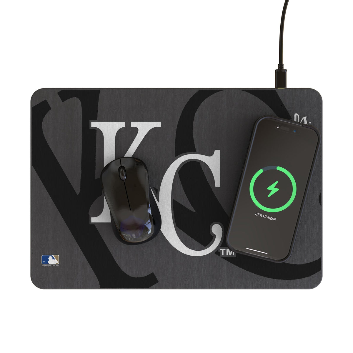 Kansas City Royals Monocolor Tilt 15-Watt Wireless Charger and Mouse Pad 2