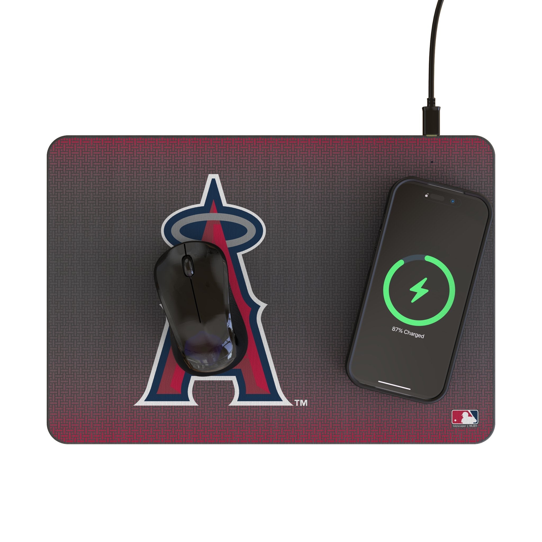 Los Angeles Angels Linen 15-Watt Wireless Charger and Mouse Pad
