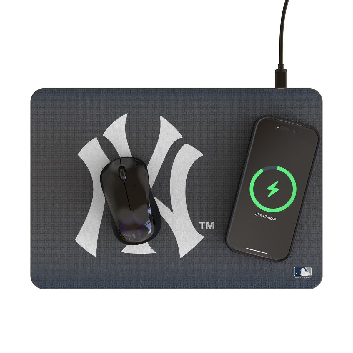New York Yankees Linen 15-Watt Wireless Charger and Mouse Pad 2