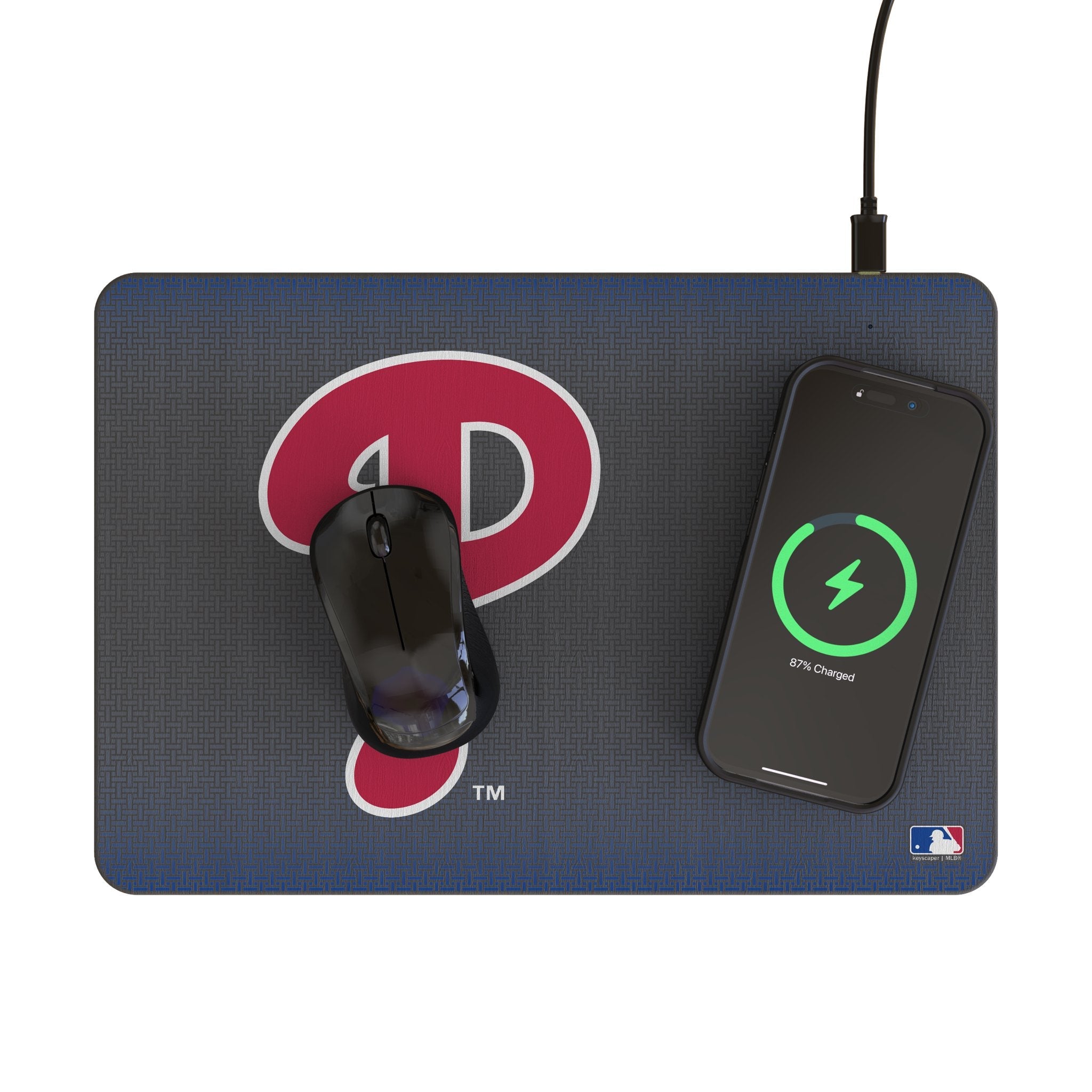 Philadelphia Phillies Linen 15-Watt Wireless Charger and Mouse Pad 2