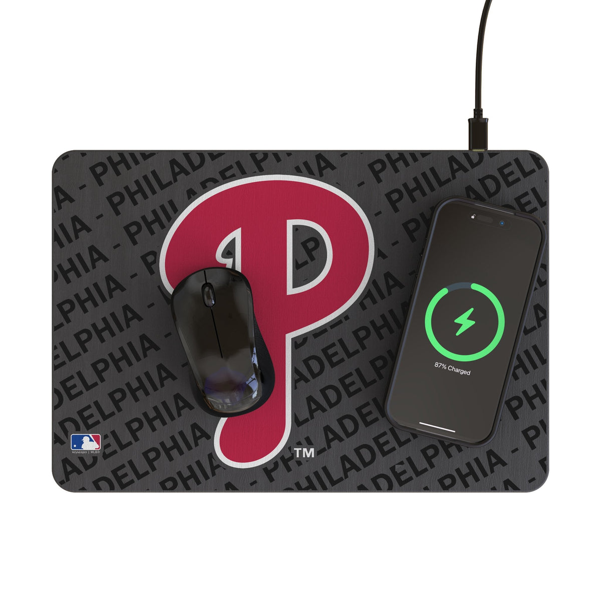 Philadelphia Phillies Monocolor Tilt 15-Watt Wireless Charger and Mouse Pad