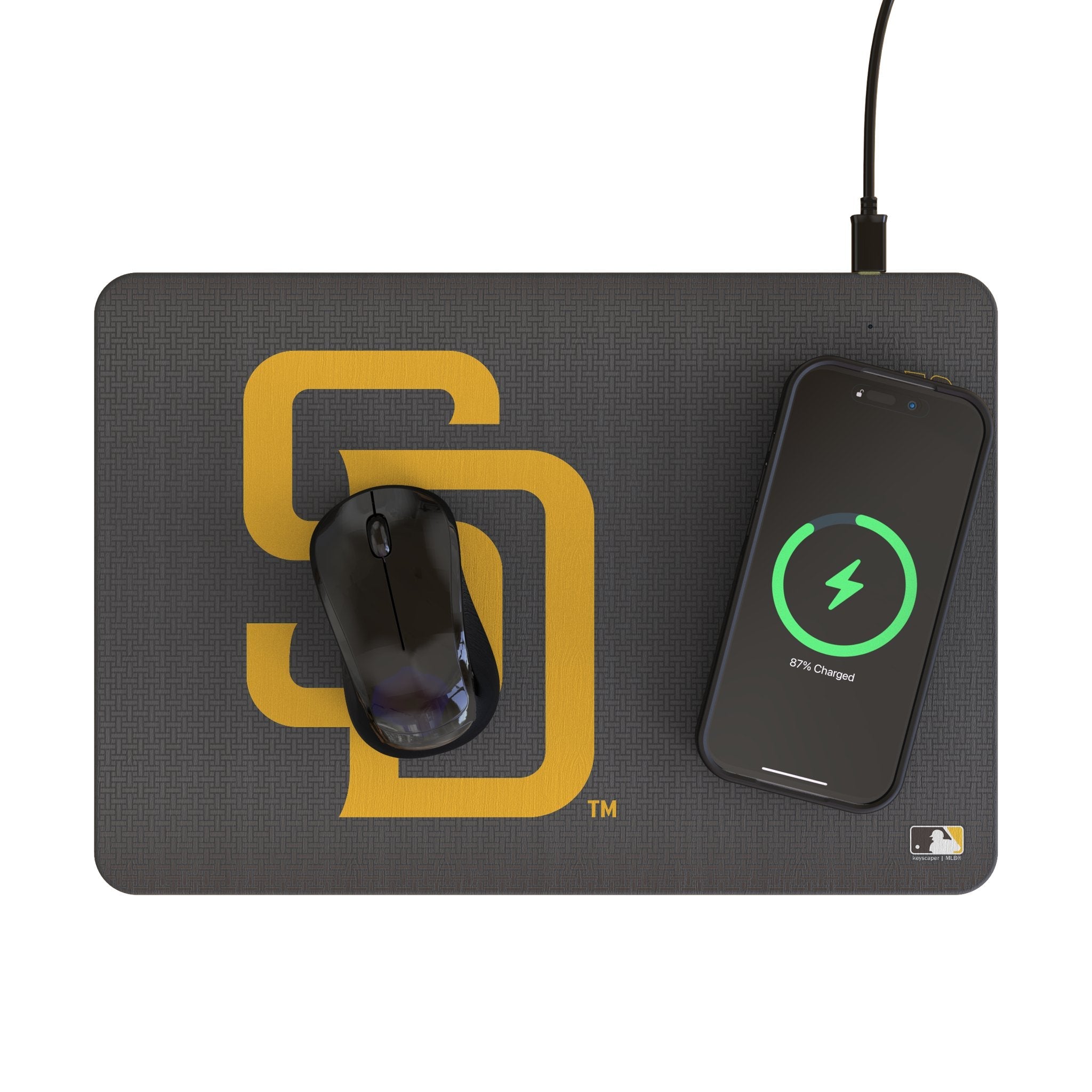 San Diego Padres Linen 15-Watt Wireless Charger and Mouse Pad 2