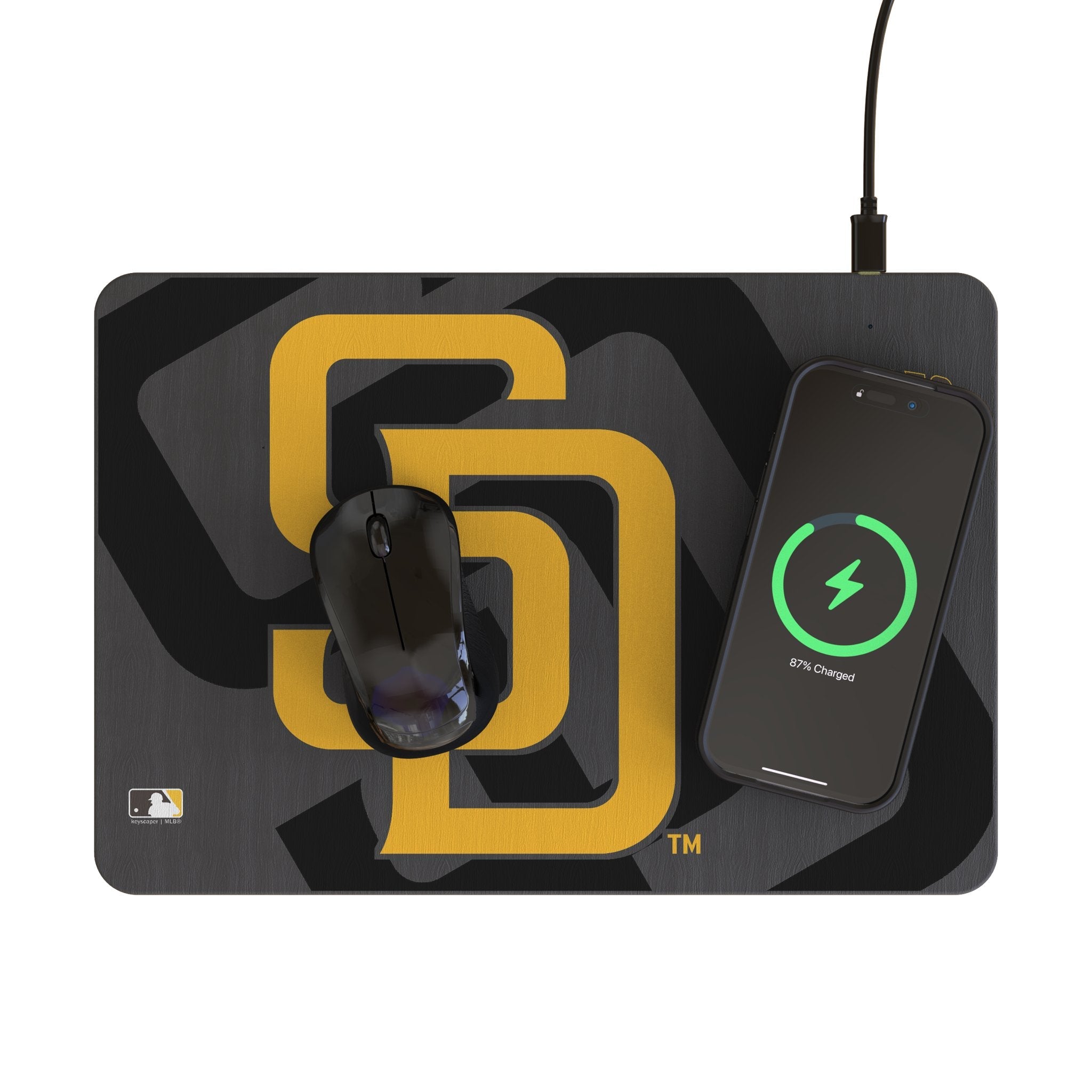 San Diego Padres Monocolor Tilt 15-Watt Wireless Charger and Mouse Pad